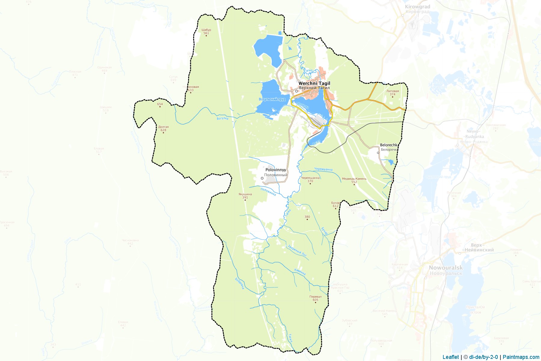 Muestras de recorte de mapas Verkhnij Tagil (Sverdlovsk)-1