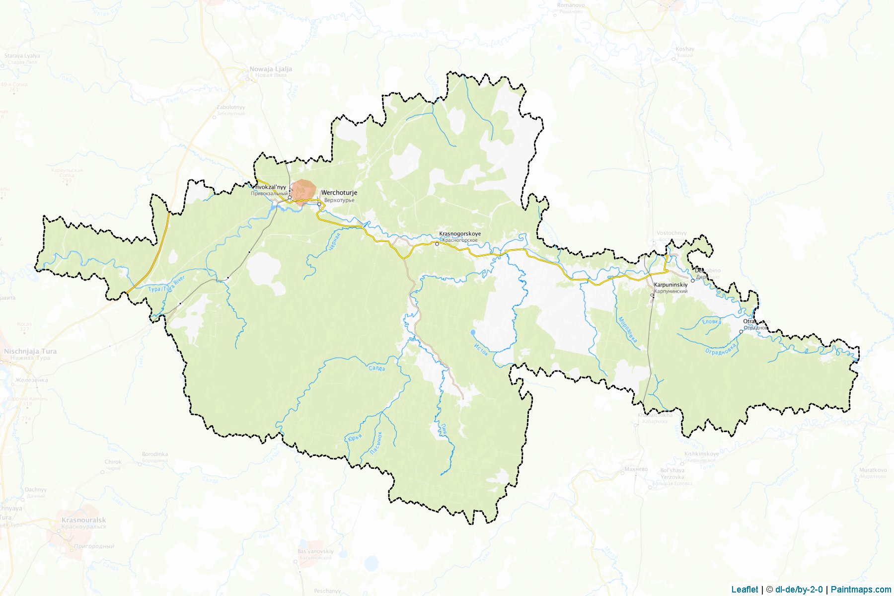 Muestras de recorte de mapas Verkhoturskiy (Sverdlovsk)-1