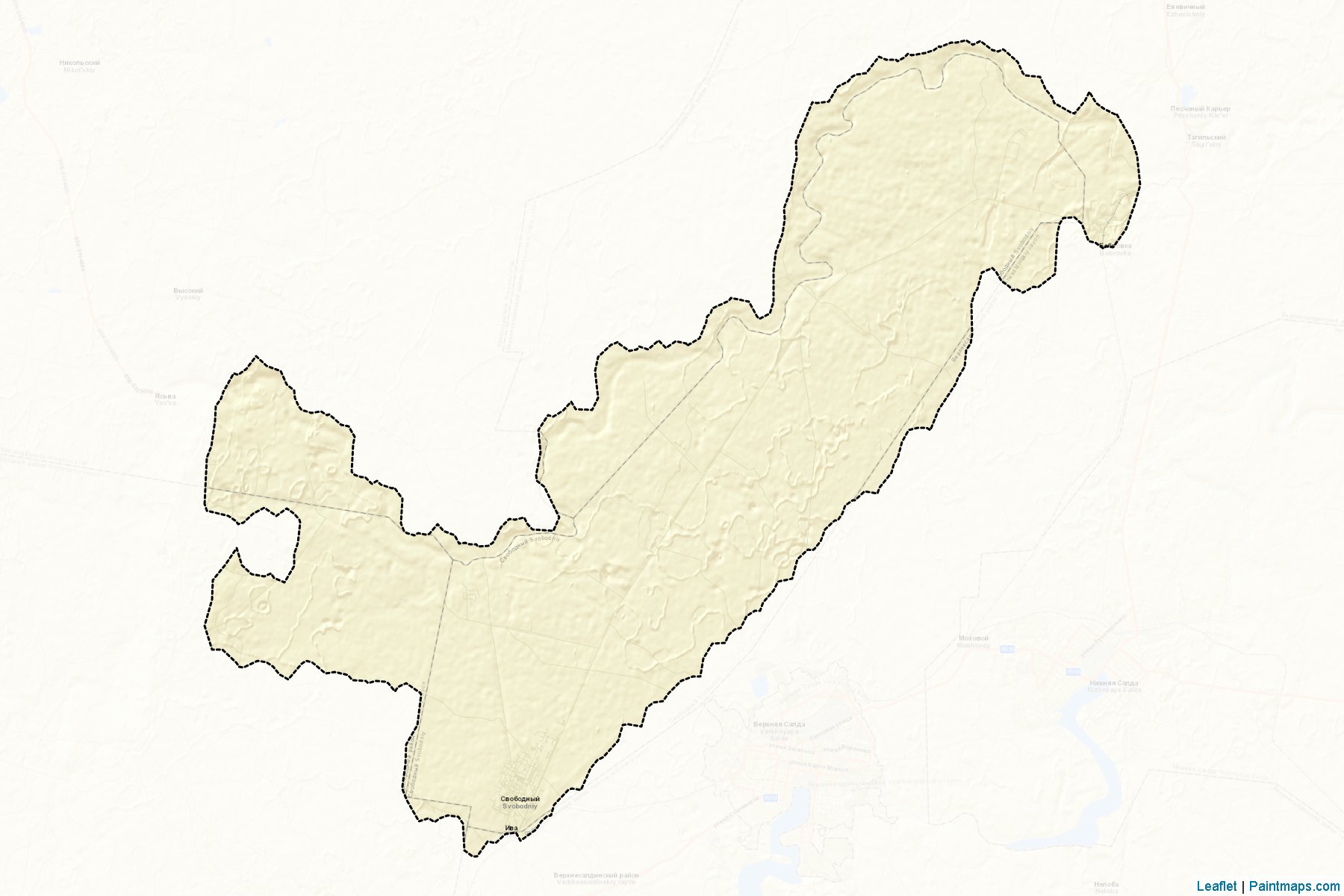 Muestras de recorte de mapas ZATO Svobodnyj (Sverdlovsk)-2