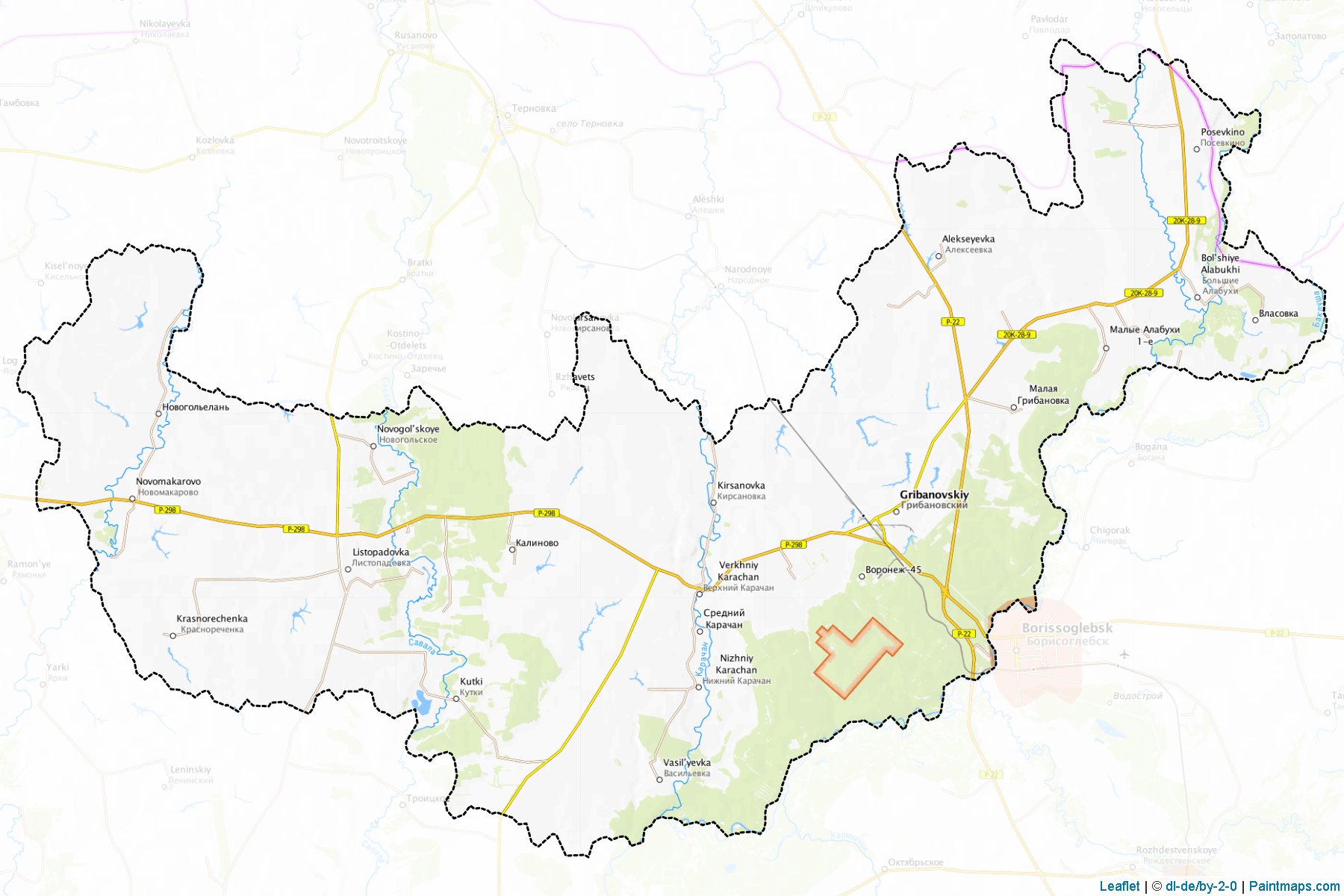 Muestras de recorte de mapas Gribanovskiy (Voronezh)-1