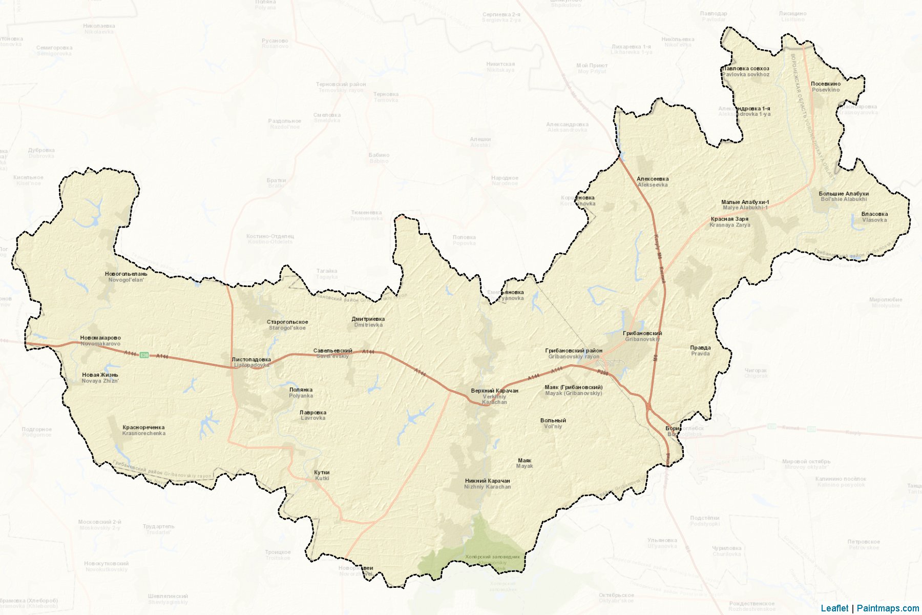 Muestras de recorte de mapas Gribanovskiy (Voronezh)-2