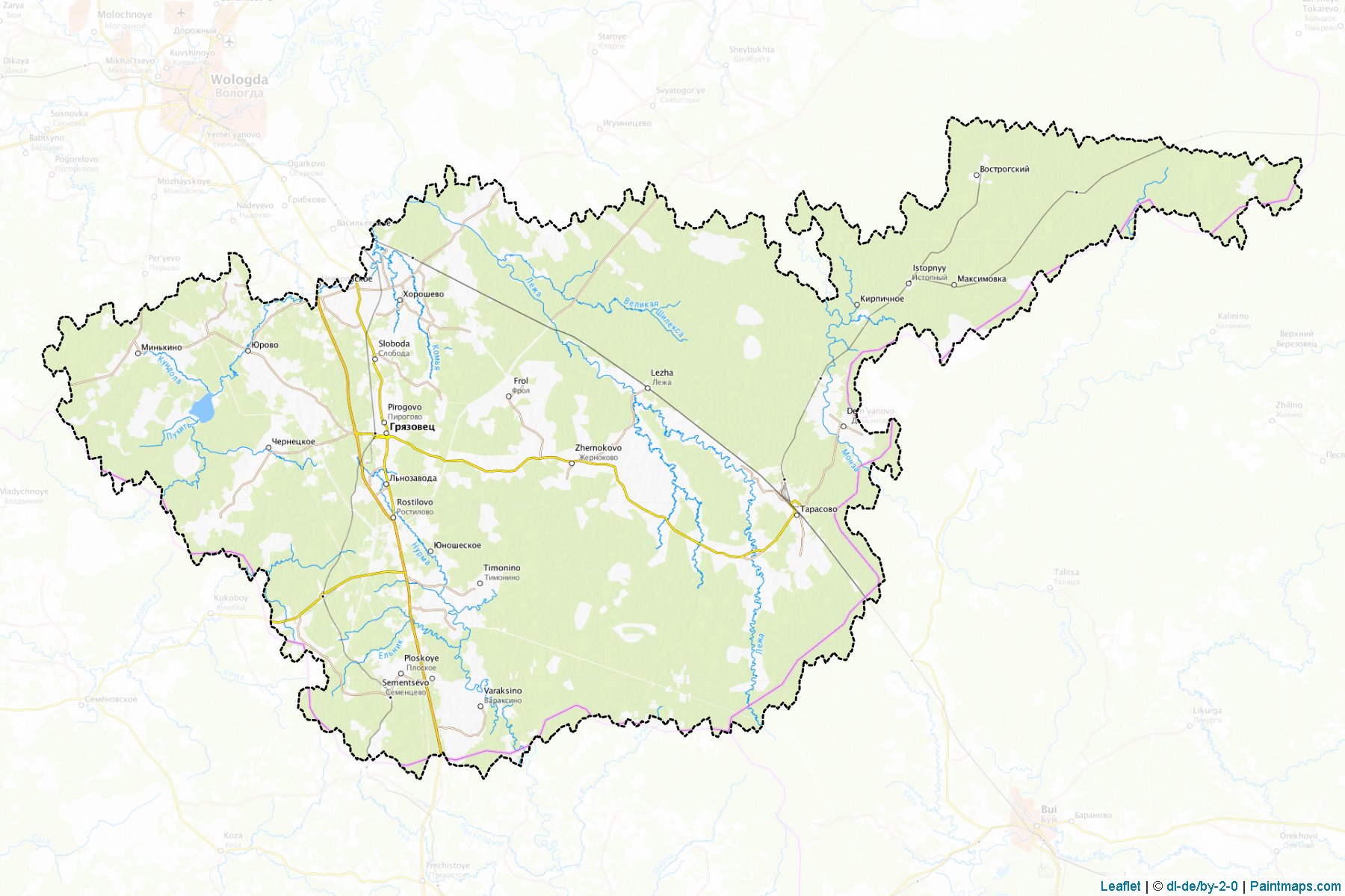 Muestras de recorte de mapas Grjazoveckij (Vologda)-1