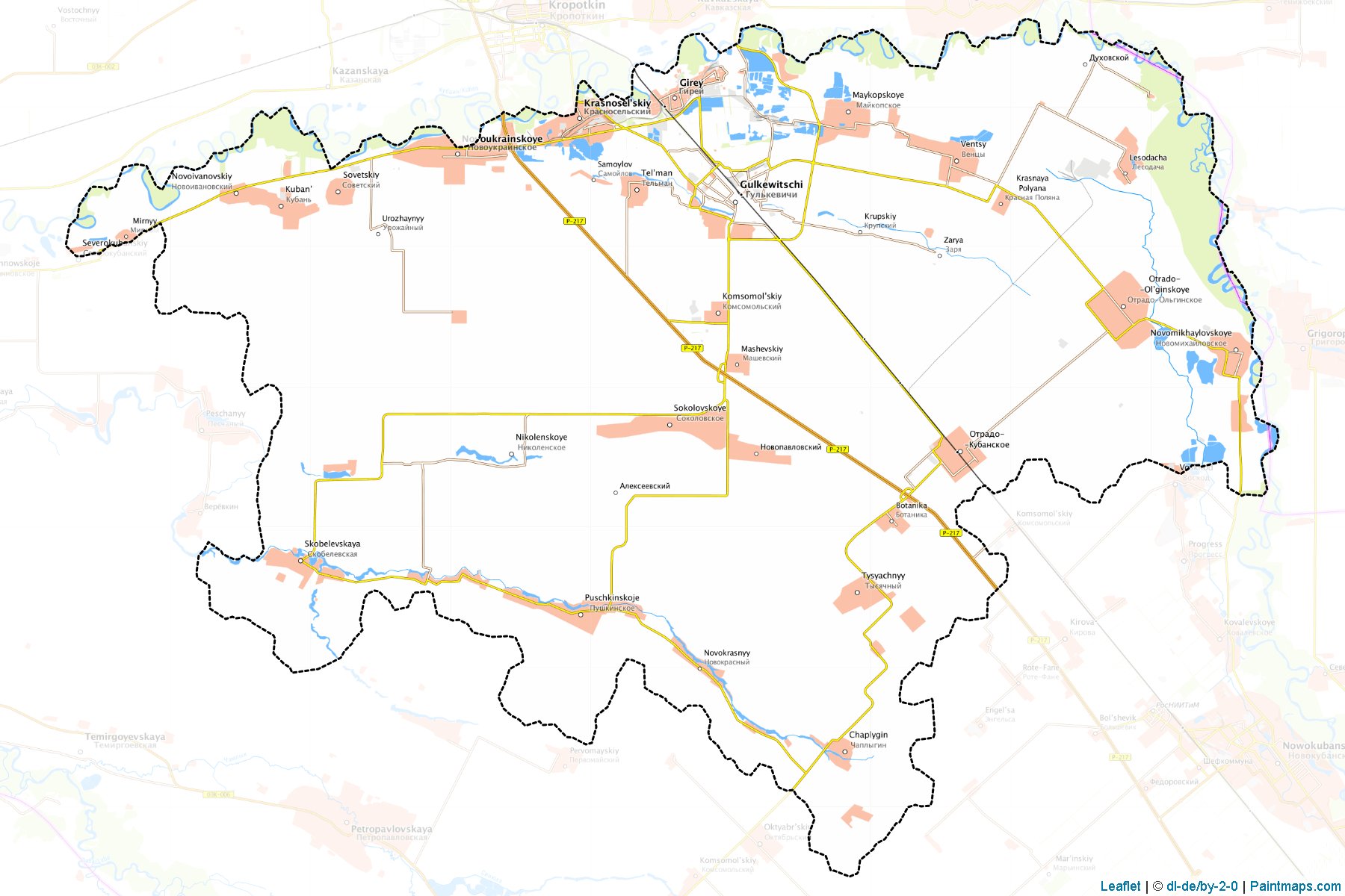 Muestras de recorte de mapas Gul'kevichskiy (Krasnodar)-1