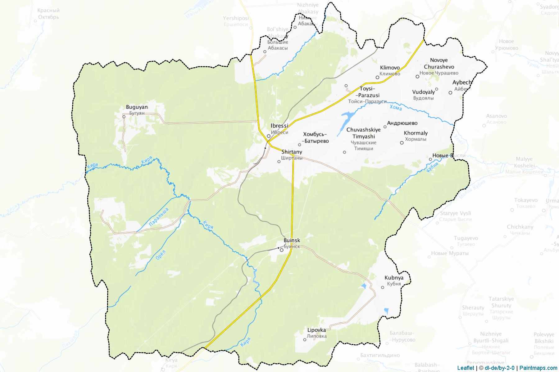 Muestras de recorte de mapas Ibresinskiy (Chuvash)-1