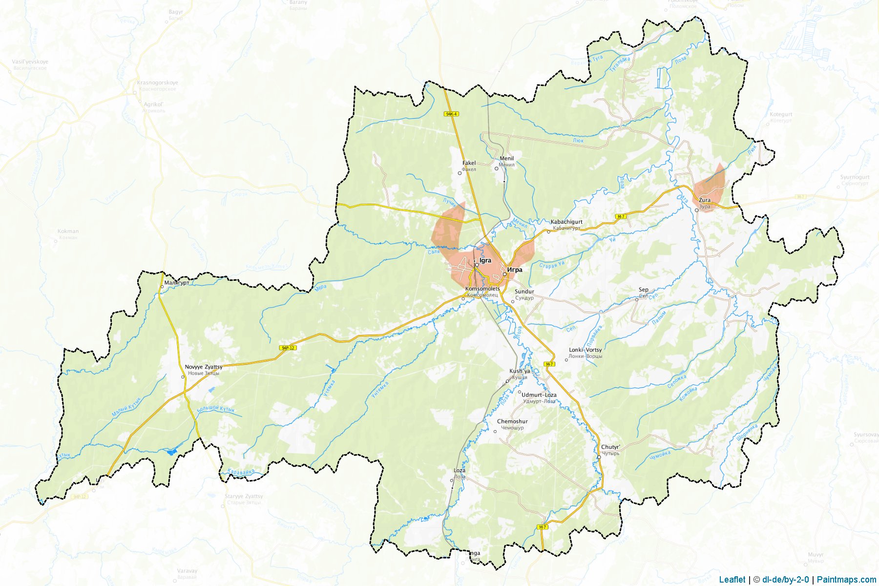 Muestras de recorte de mapas Igrinskiy (Udmurt)-1