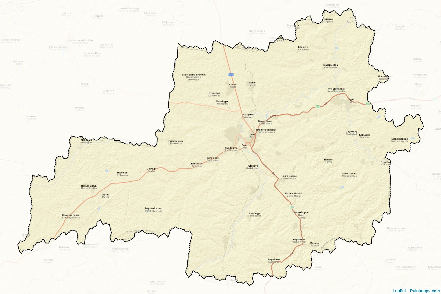 Muestras de recorte de mapas Igrinskiy (Udmurt)-2