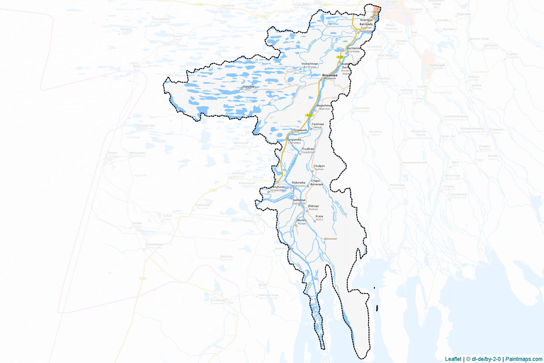 Muestras de recorte de mapas Ikrjaninskiy (Astrakhan)-1