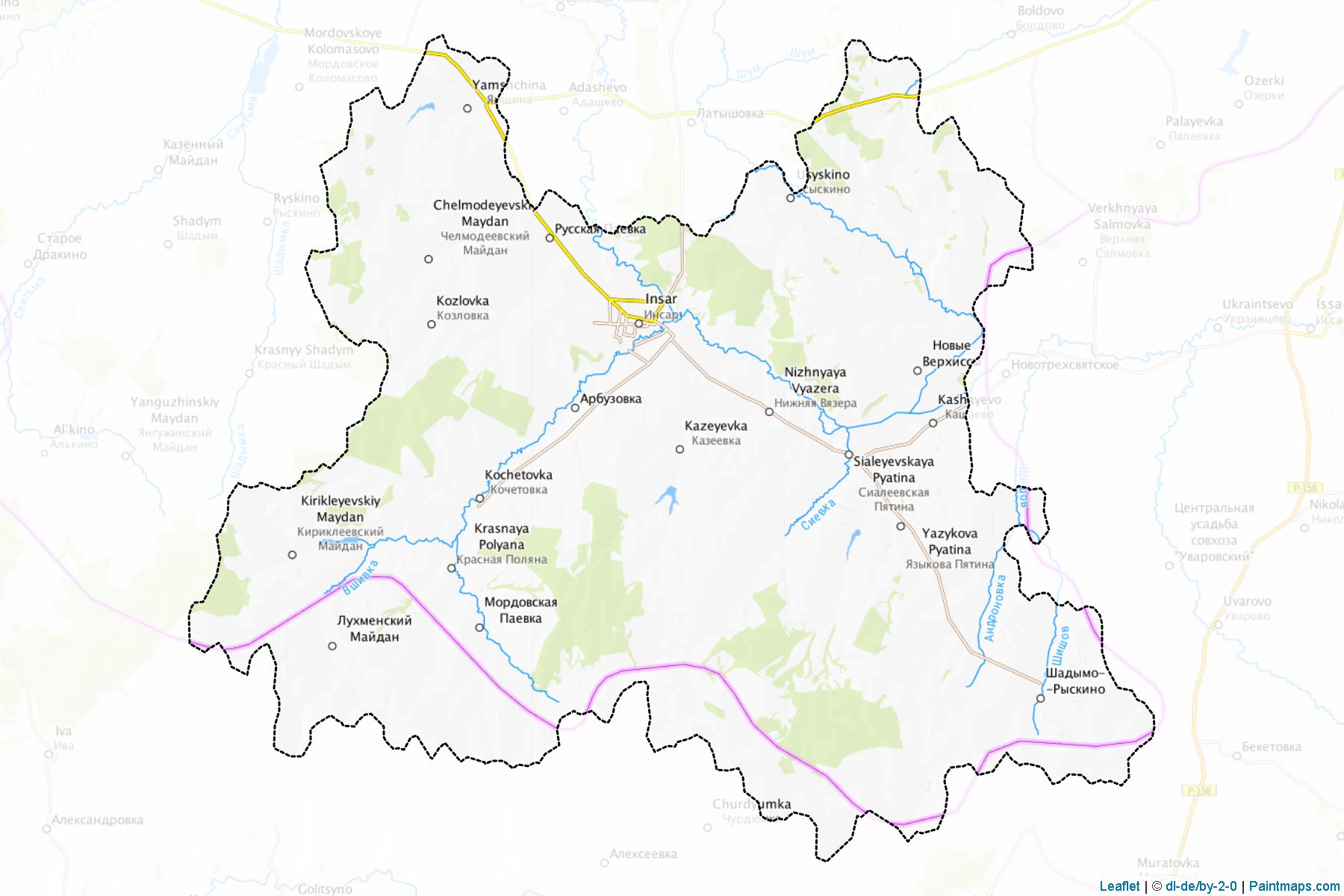 Muestras de recorte de mapas Insarskiy (Mordovia)-1