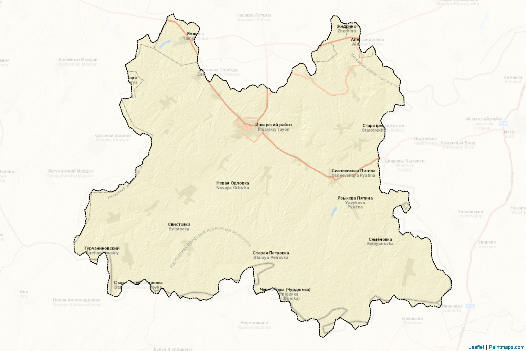 Muestras de recorte de mapas Insarskiy (Mordovia)-2