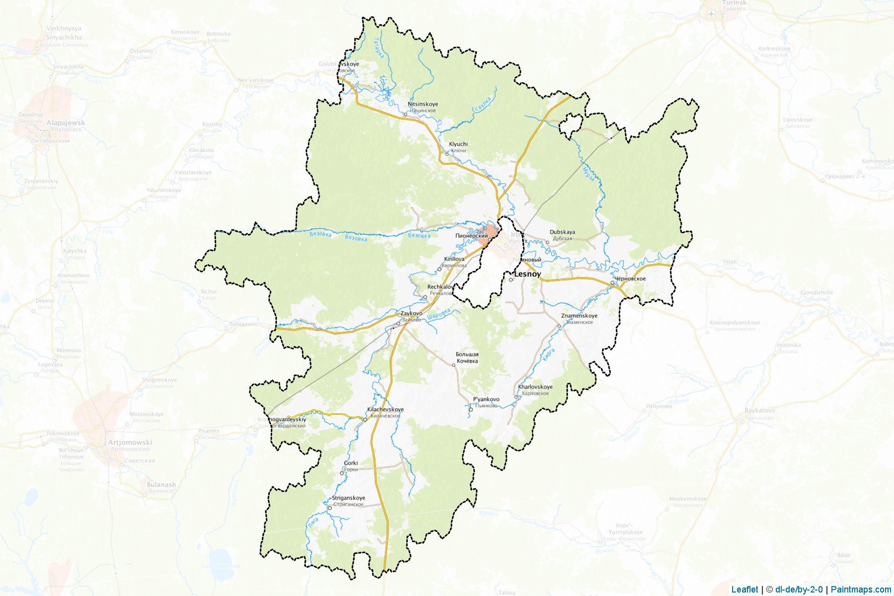 Muestras de recorte de mapas Irbitskoe municipal'noe obrazovanie (Sverdlovsk)-1