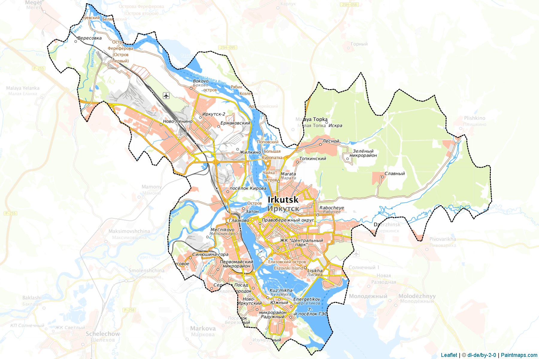 Muestras de recorte de mapas Irkutsk (Irkutsk)-1