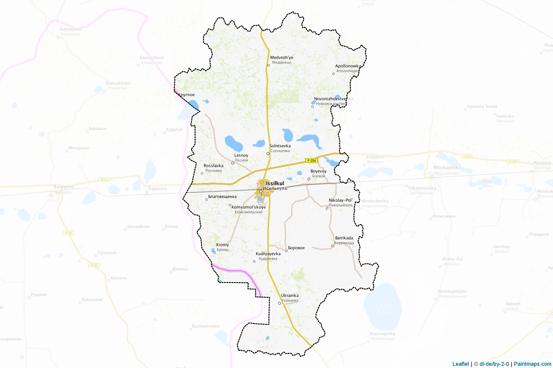 Muestras de recorte de mapas Isil'kul'skiy (Omsk)-1