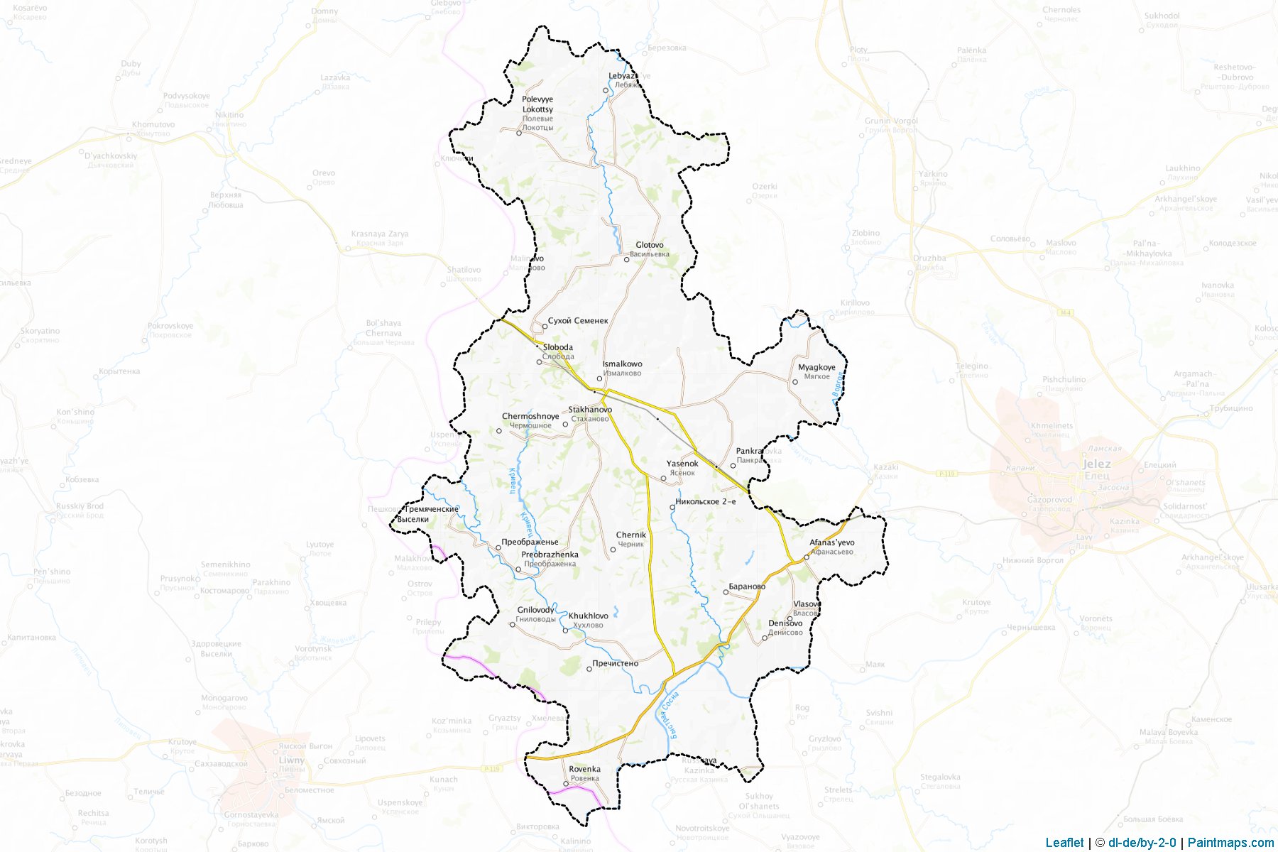 Muestras de recorte de mapas Izmalkovskiy (Lipetsk)-1