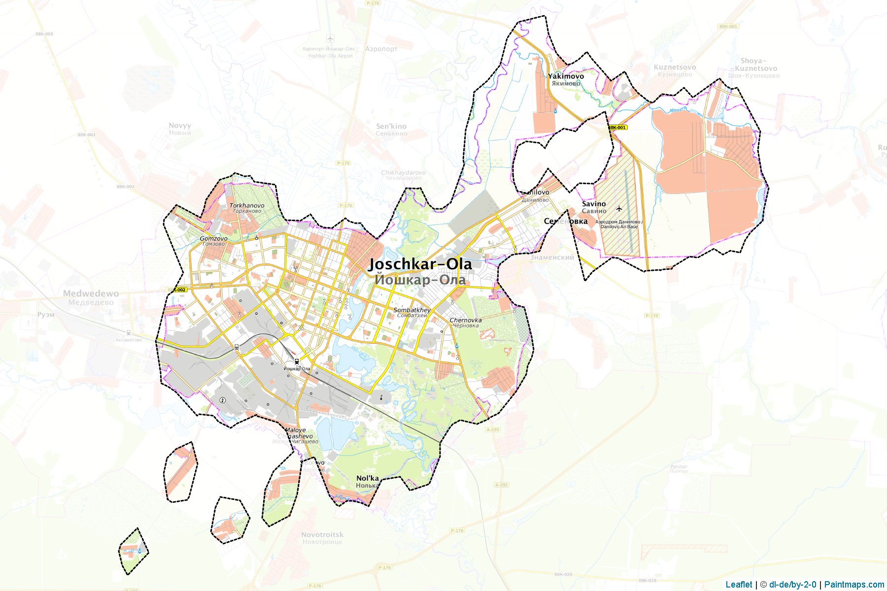 Muestras de recorte de mapas Joshkar-Ola (Mari El)-1