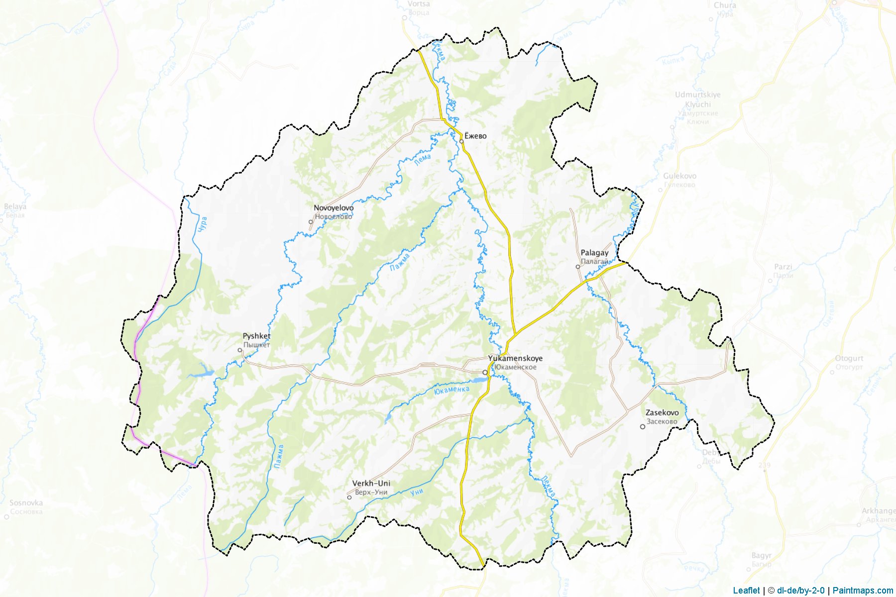 Muestras de recorte de mapas Jukamenskiy (Udmurt)-1