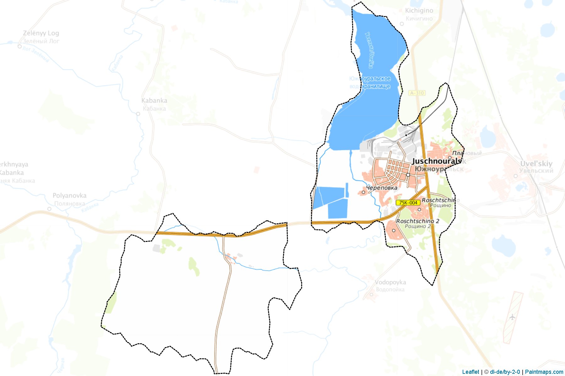 Juzhnoural'skiy (Chelyabinsk) Map Cropping Samples-1