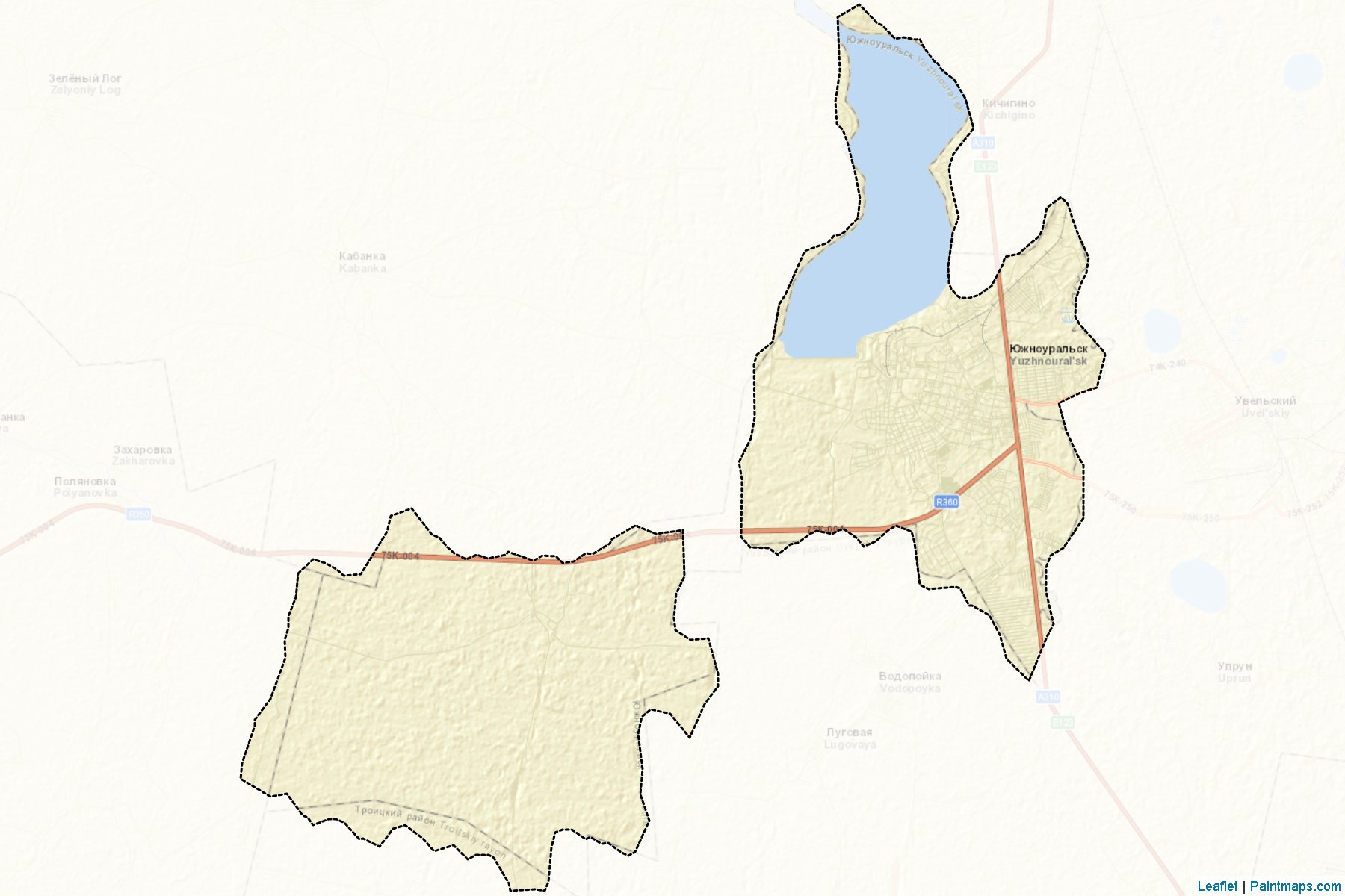 Juzhnoural'skiy (Chelyabinsk) Map Cropping Samples-2