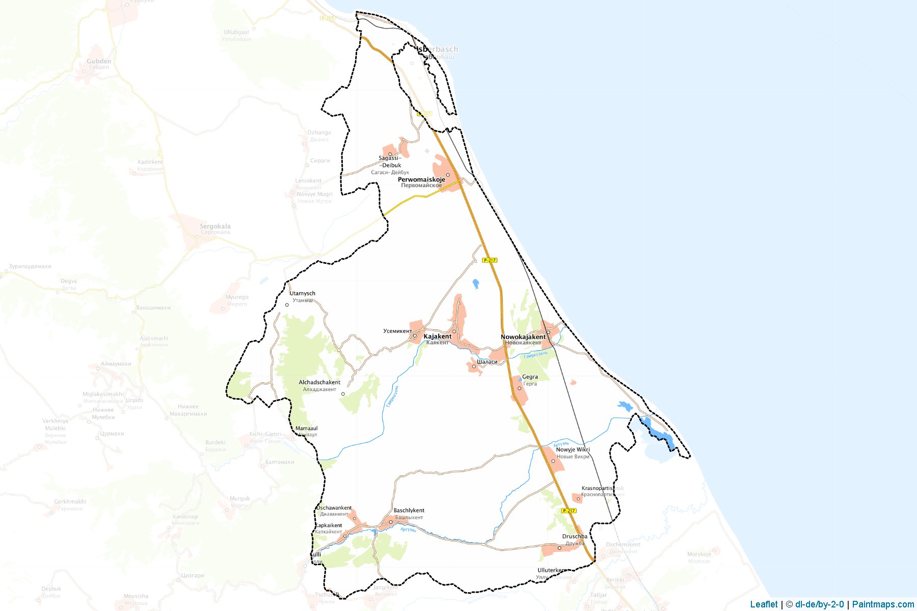 Muestras de recorte de mapas Kajakentskiy (Dagestan)-1