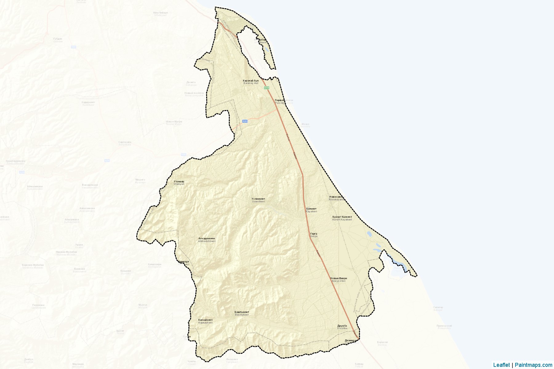 Muestras de recorte de mapas Kajakentskiy (Dagestan)-2