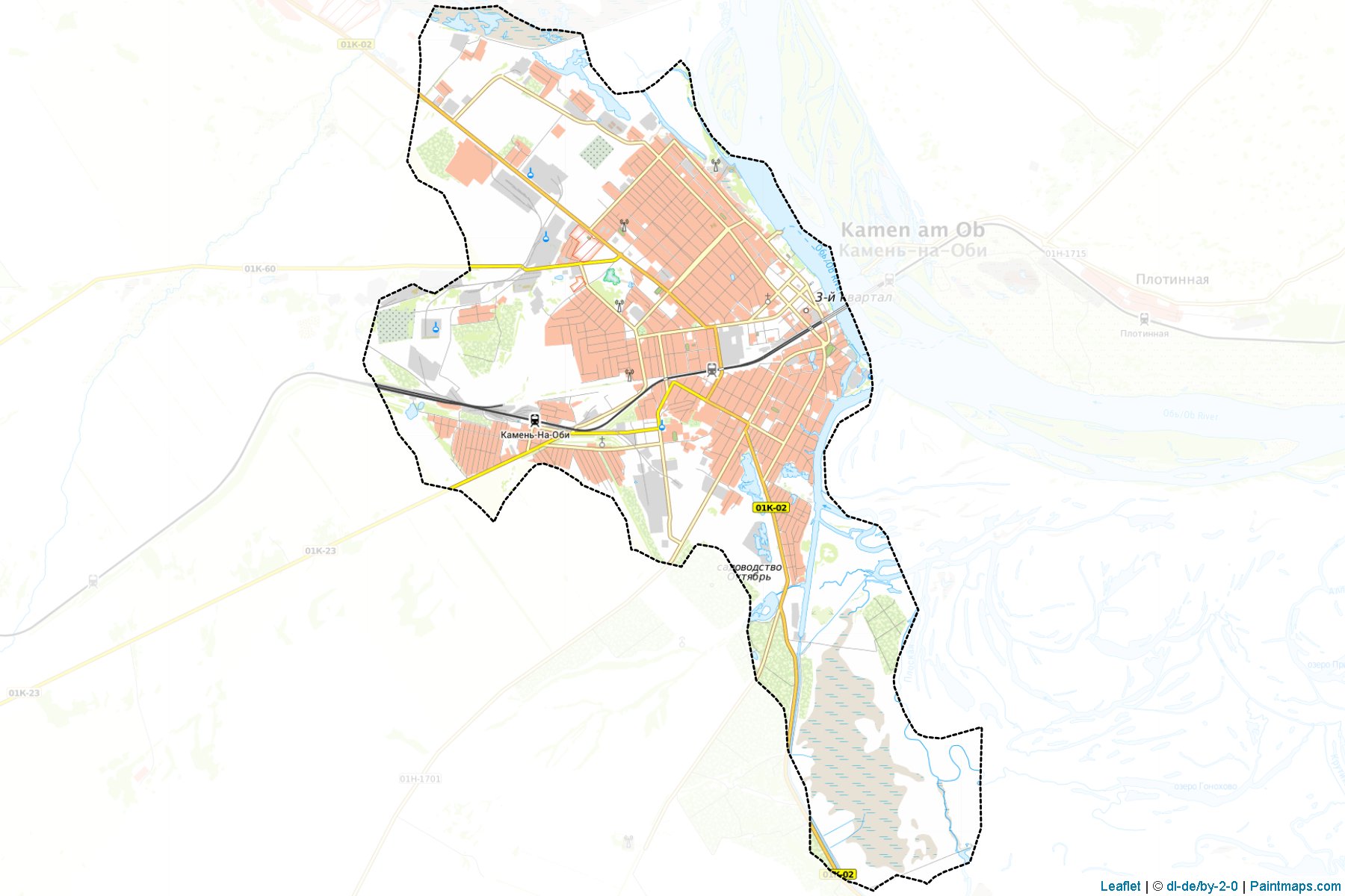 Muestras de recorte de mapas Kamen'-na-Obi (Altai)-1