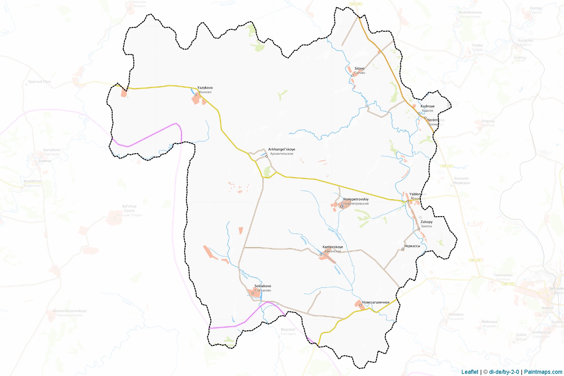 Muestras de recorte de mapas Kamenskiy (Tula)-1