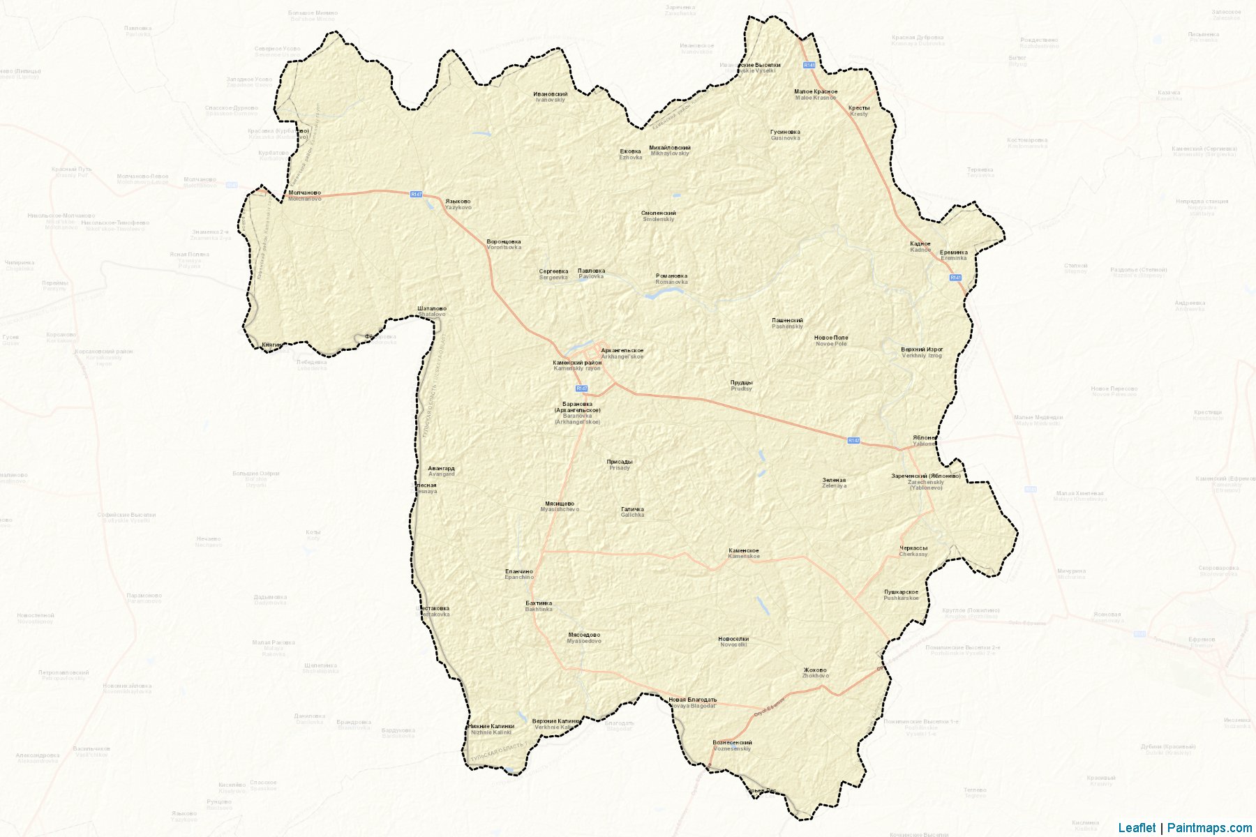 Muestras de recorte de mapas Kamenskiy (Tula)-2