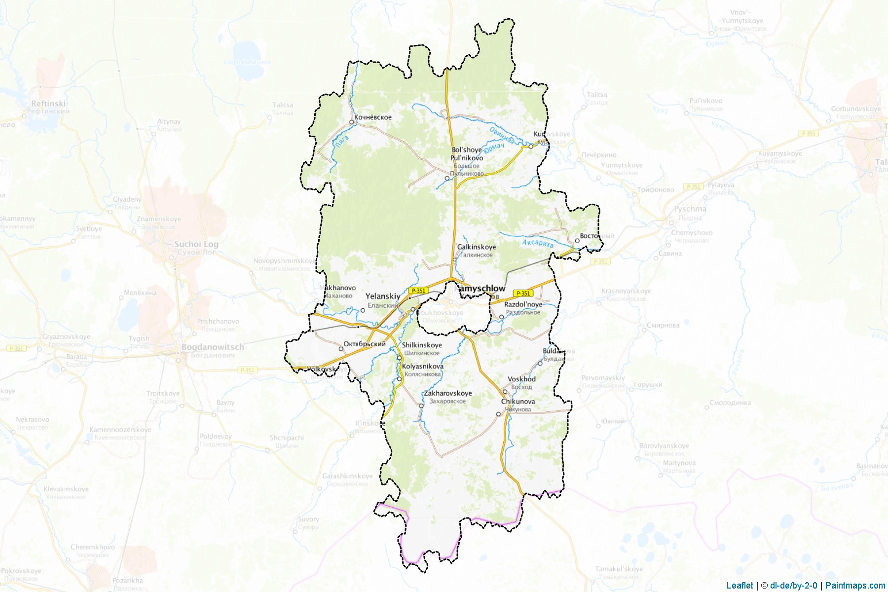 Muestras de recorte de mapas Kamyshlovskiy (Sverdlovsk)-1