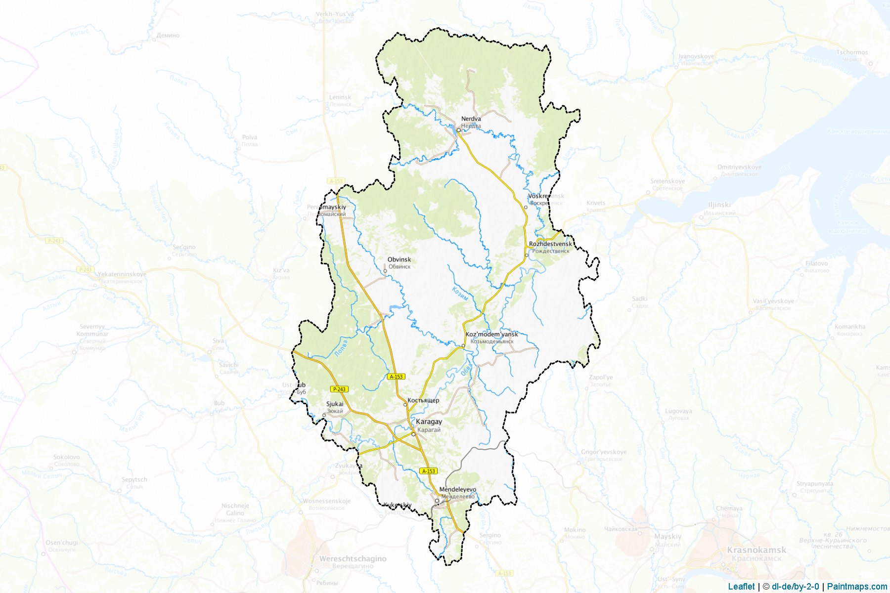 Muestras de recorte de mapas Karagajskiy (Perm)-1