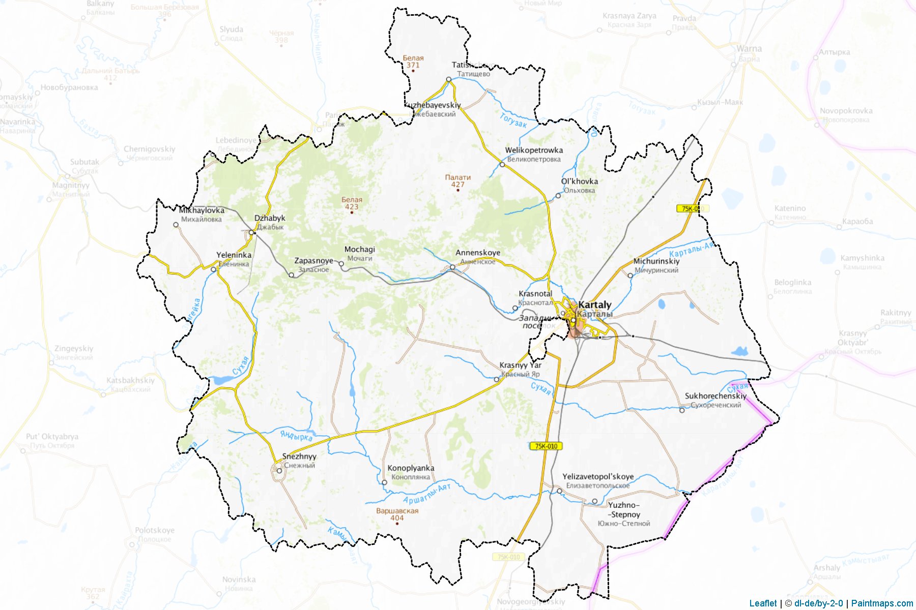 Muestras de recorte de mapas Kartalinskiy (Chelyabinsk)-1