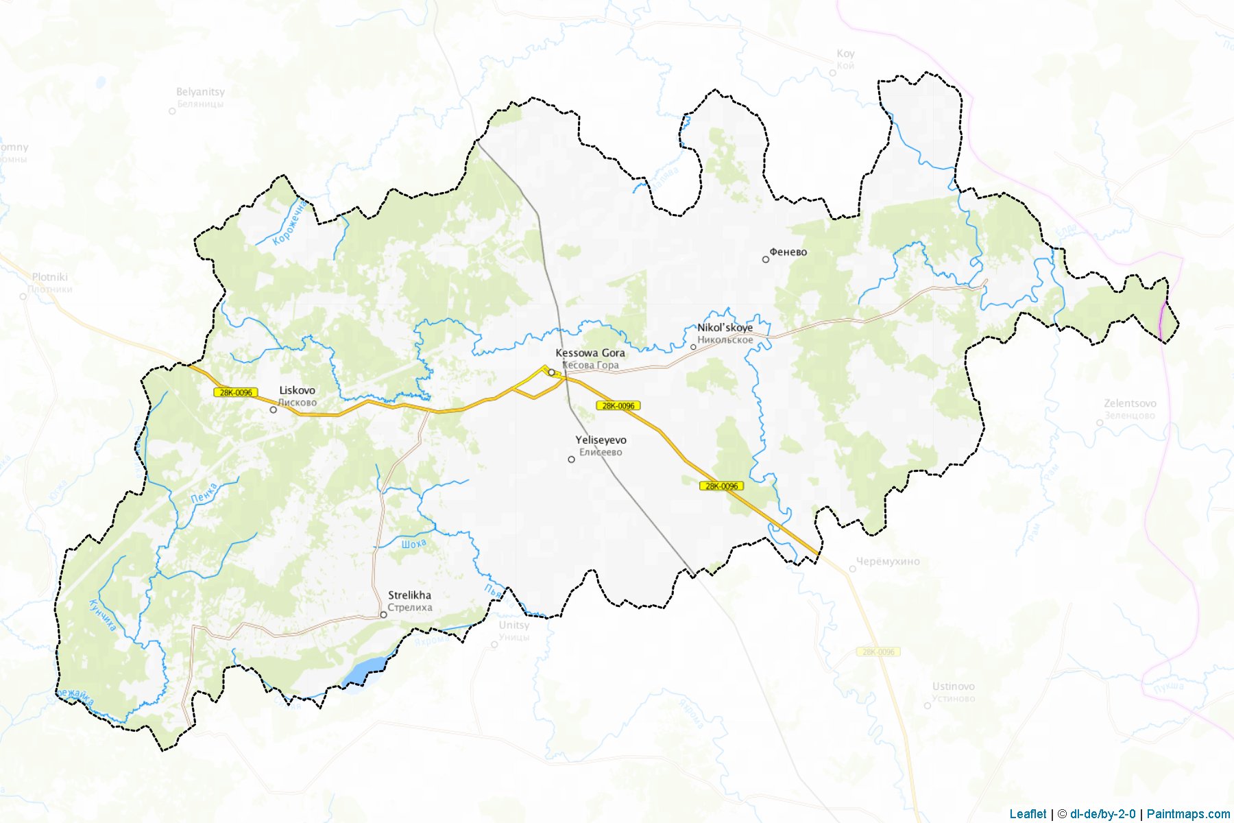 Muestras de recorte de mapas Kesovogorskiy (Tver)-1