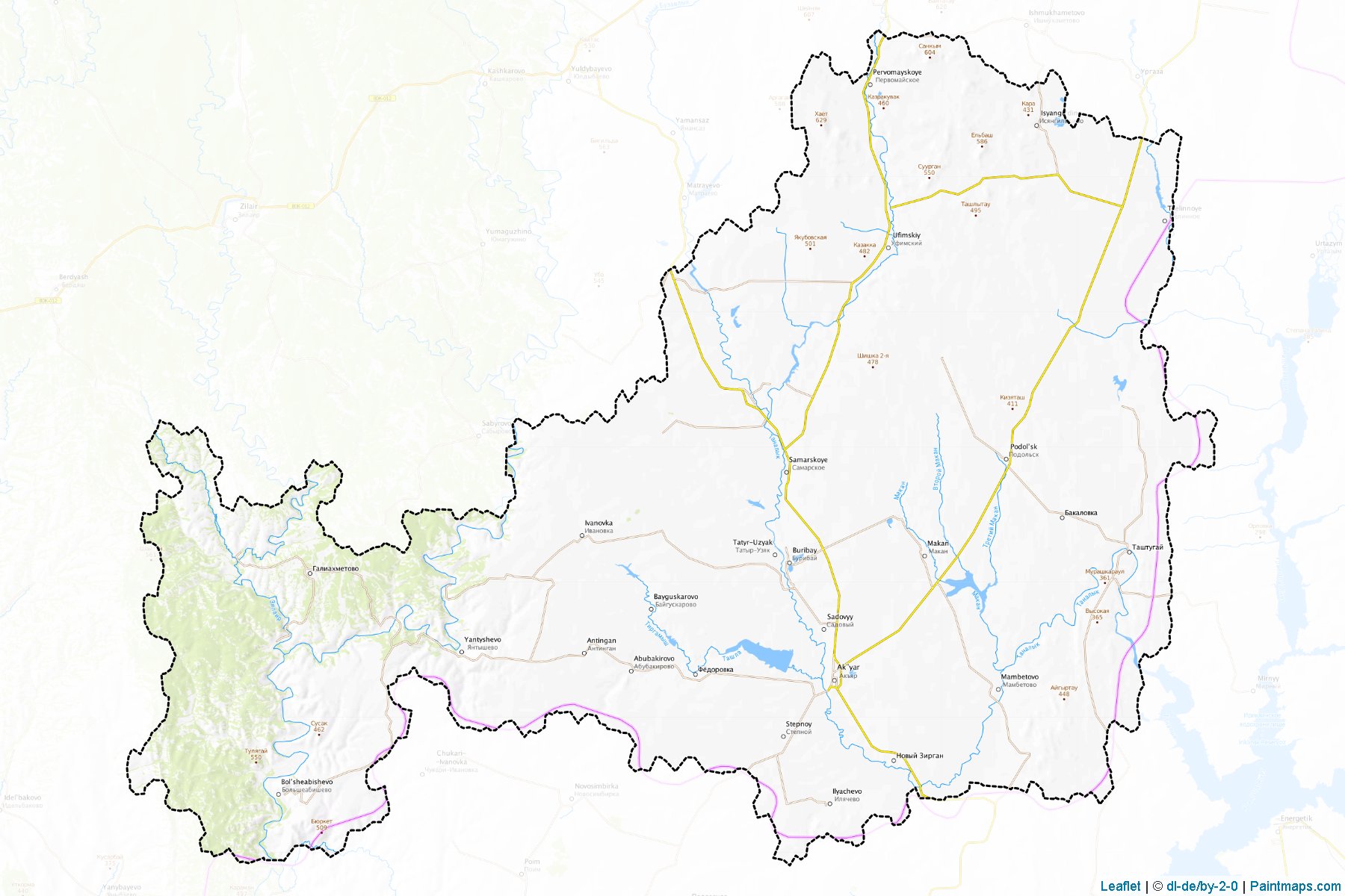 Muestras de recorte de mapas Khajbullinskiy (Bashkortostan)-1