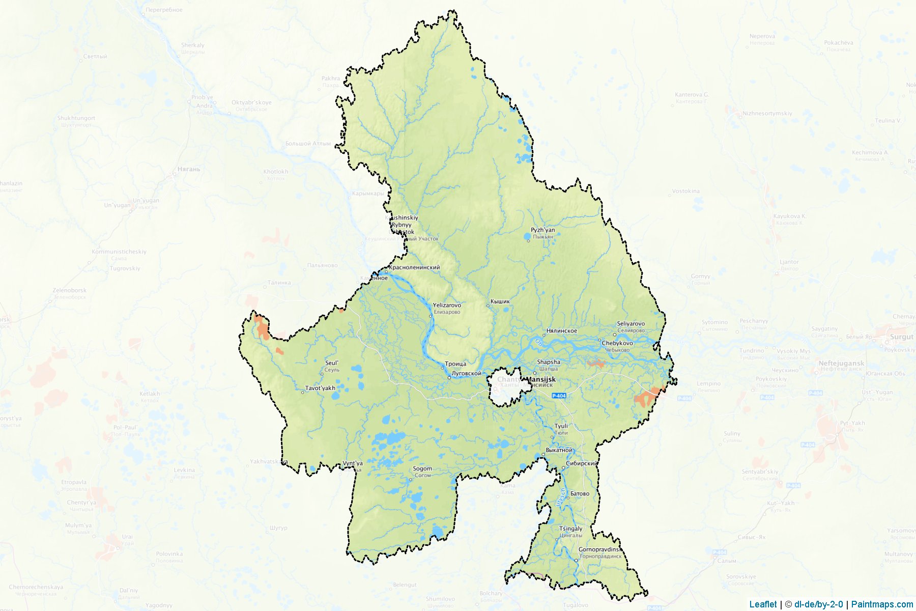 Muestras de recorte de mapas Khanty-Mansijskiy (Khanty-Mansi)-1