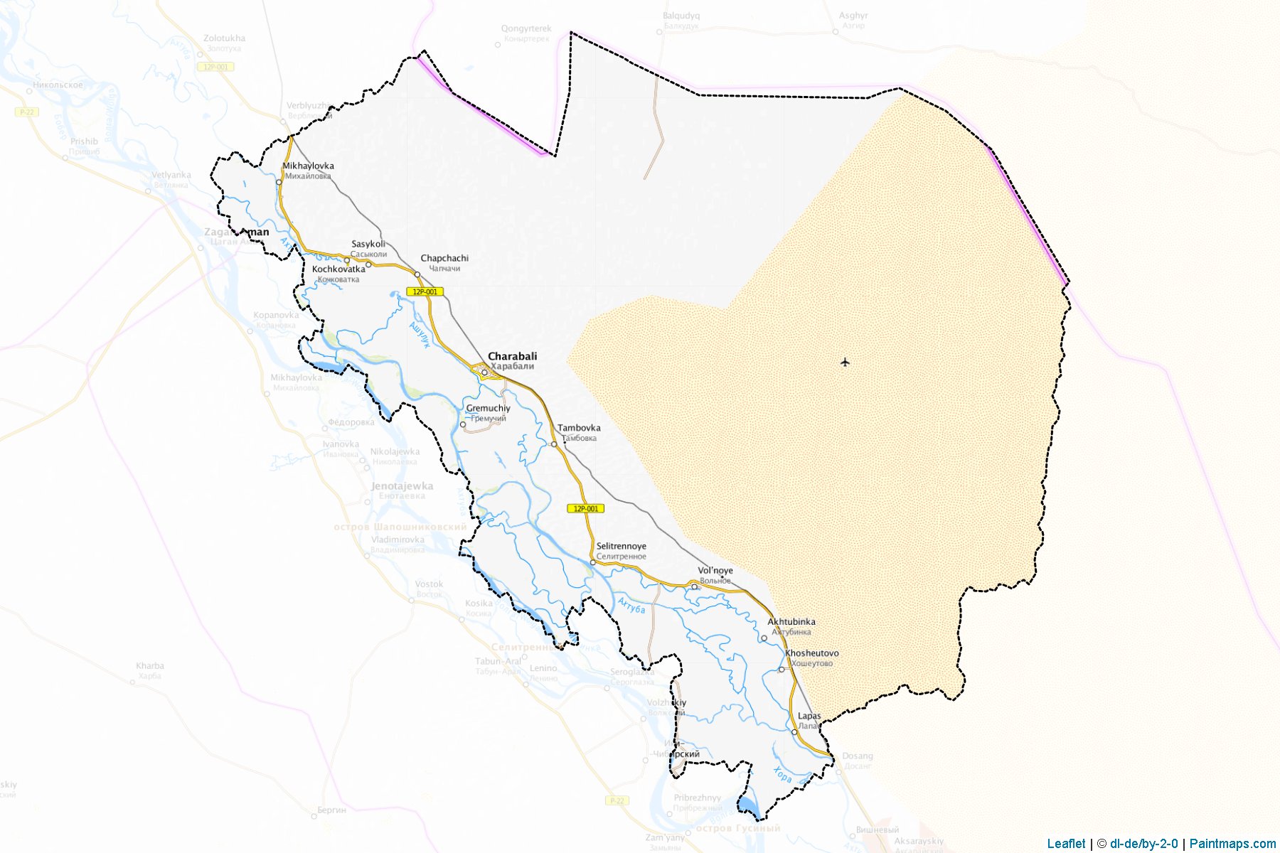 Muestras de recorte de mapas Kharabalinskiy (Astrakhan)-1