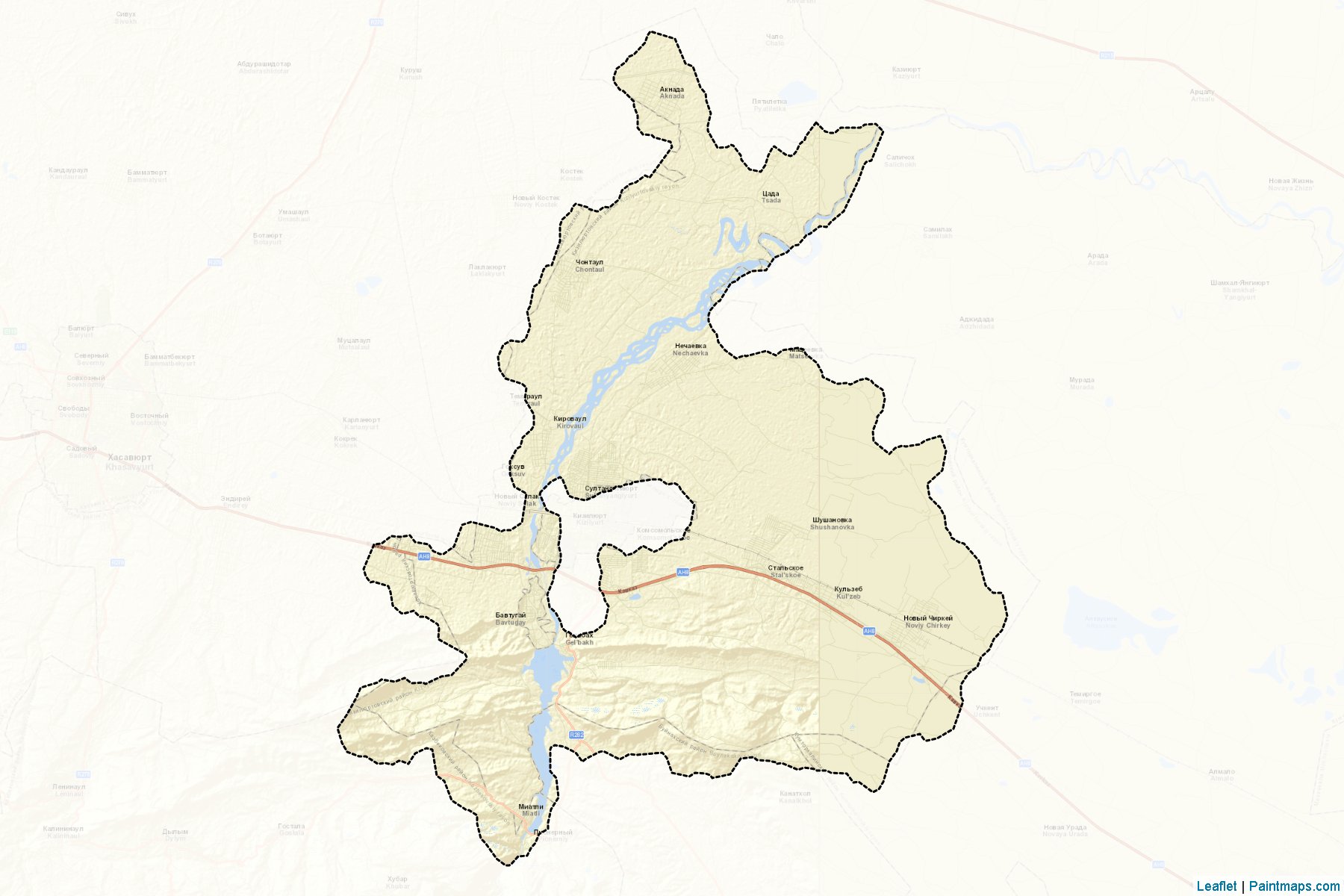 Muestras de recorte de mapas Kiziljurtovskiy (Dagestan)-2