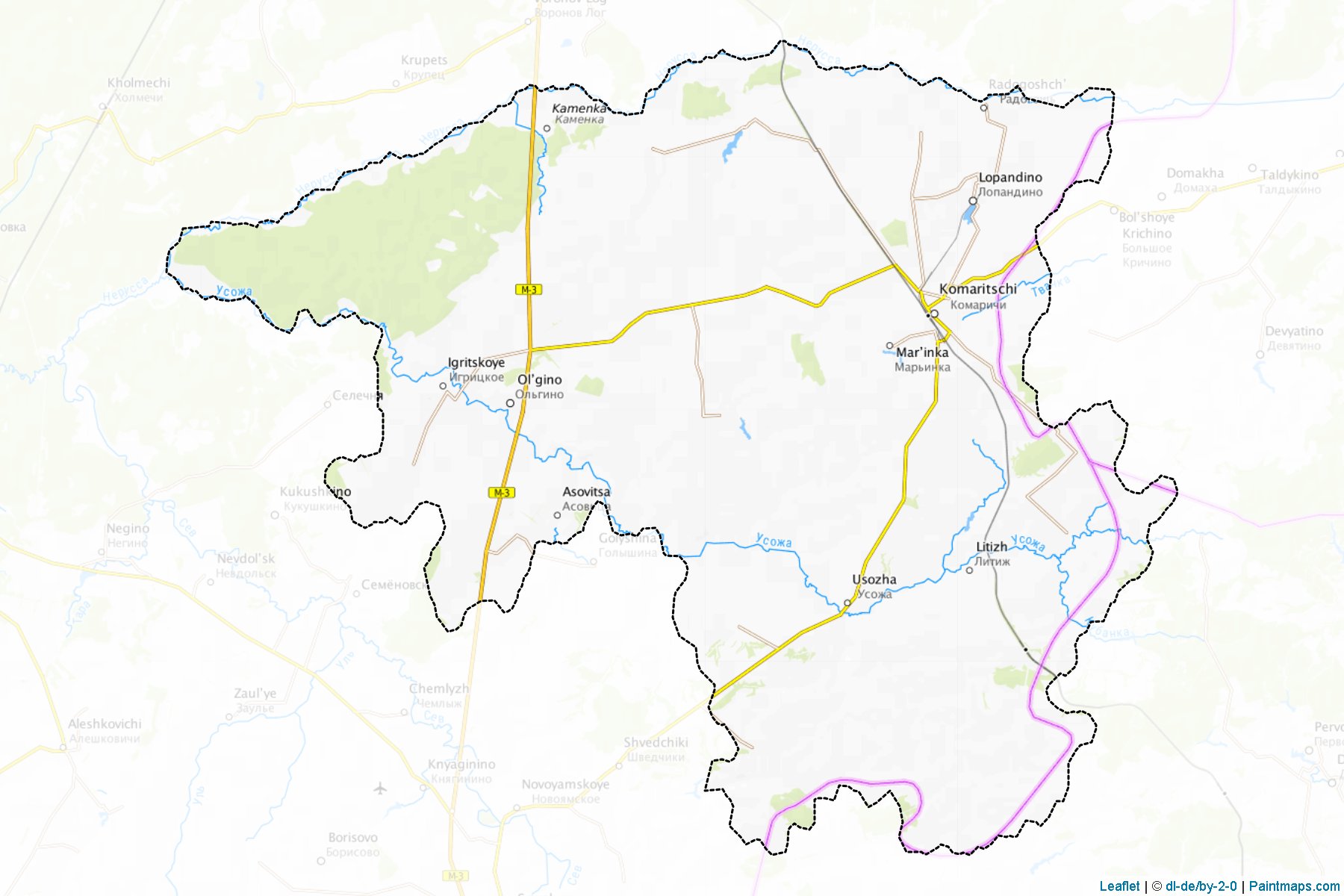 Muestras de recorte de mapas Komarichskiy (Bryansk)-1