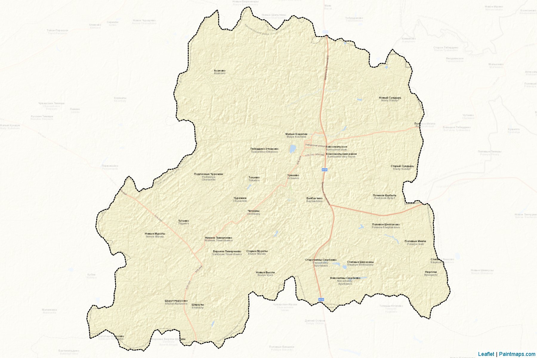 Muestras de recorte de mapas Komsomol'skiy (Chuvash)-2