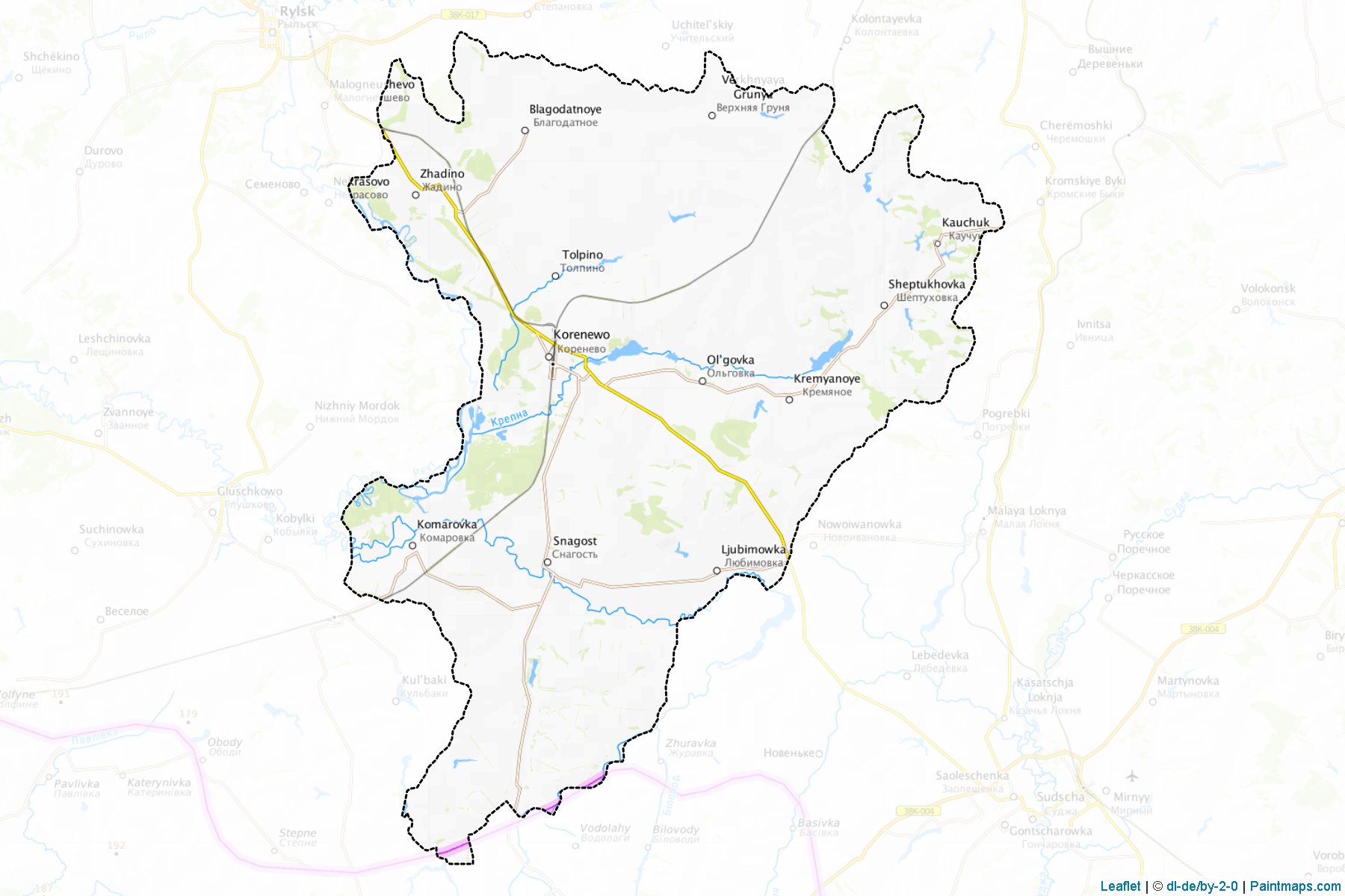 Muestras de recorte de mapas Korenevskiy (Kursk)-1