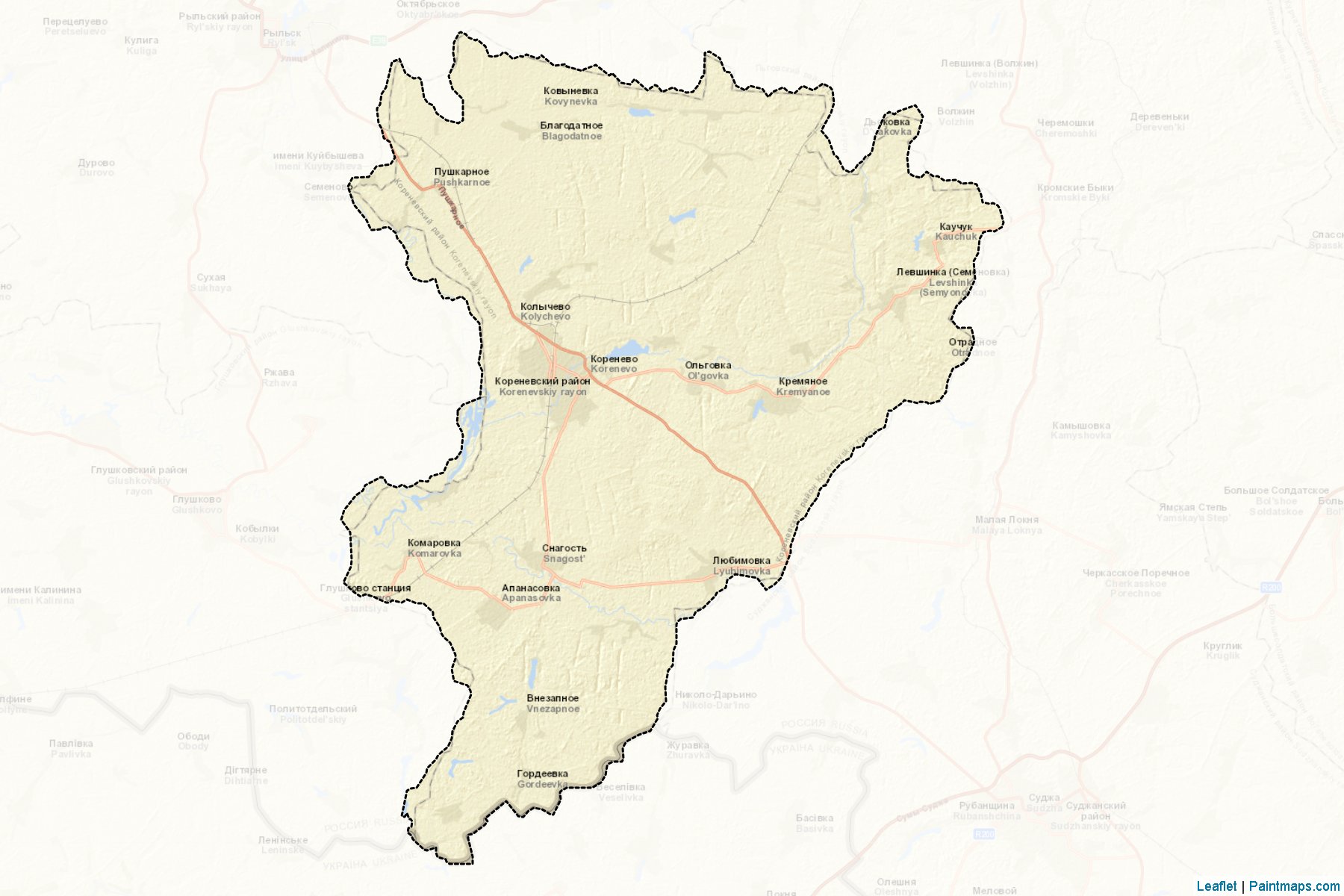 Muestras de recorte de mapas Korenevskiy (Kursk)-2