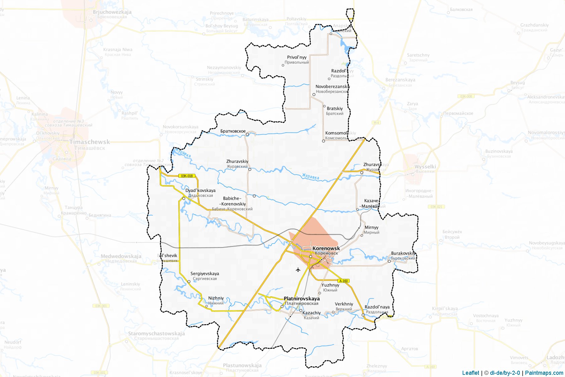 Muestras de recorte de mapas Korenovskiy (Krasnodar)-1