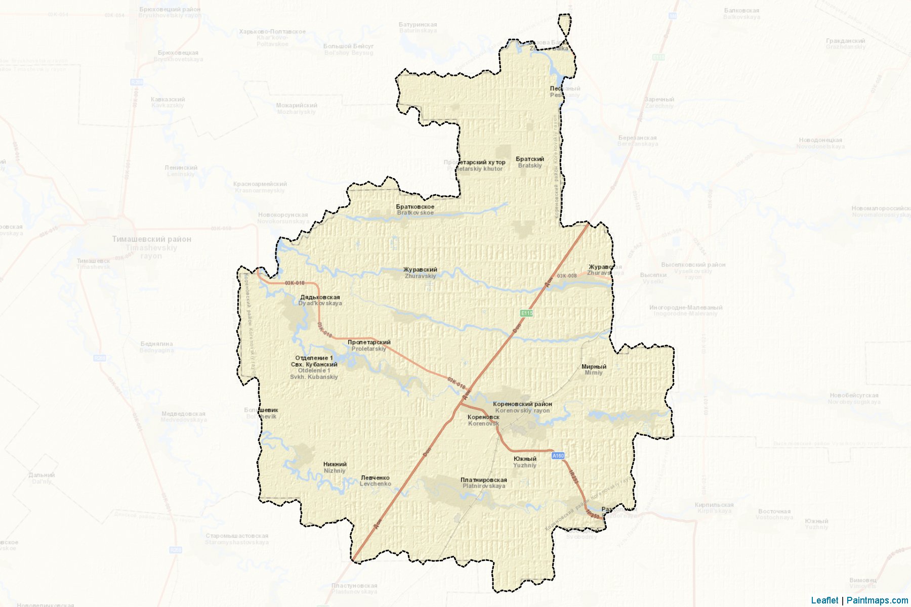 Muestras de recorte de mapas Korenovskiy (Krasnodar)-2