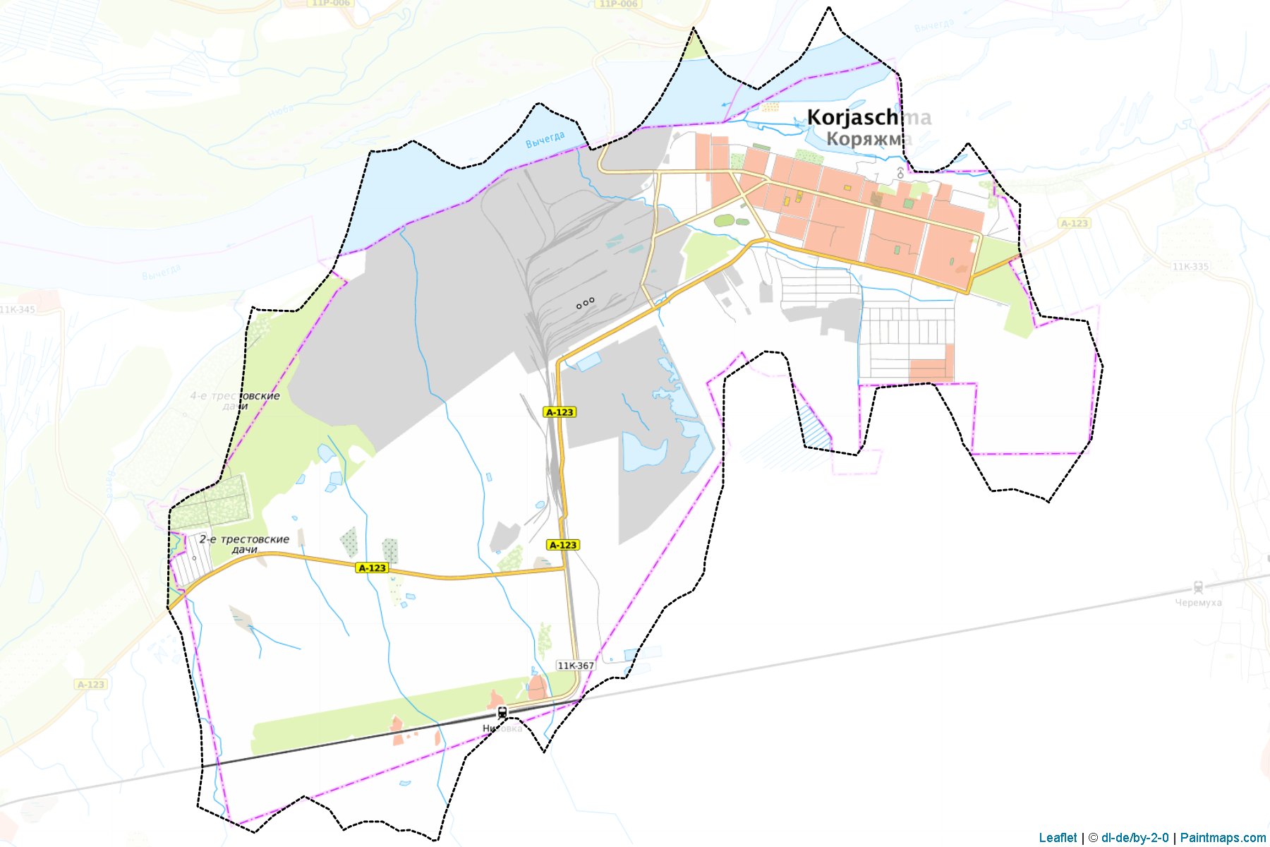 Muestras de recorte de mapas Korjazhma (Arkhangelsk)-1