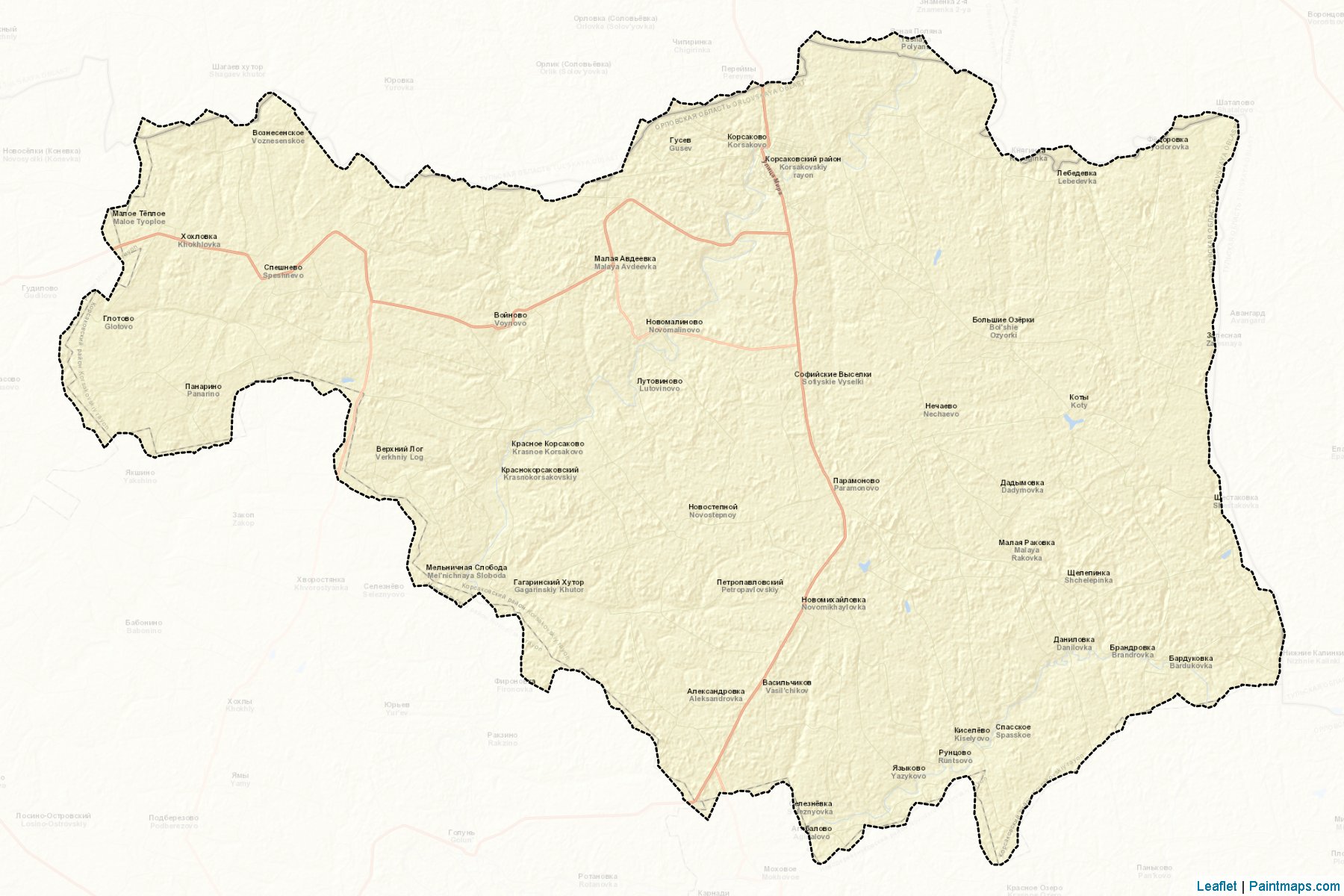 Muestras de recorte de mapas Korsakovskiy (Oryol)-2