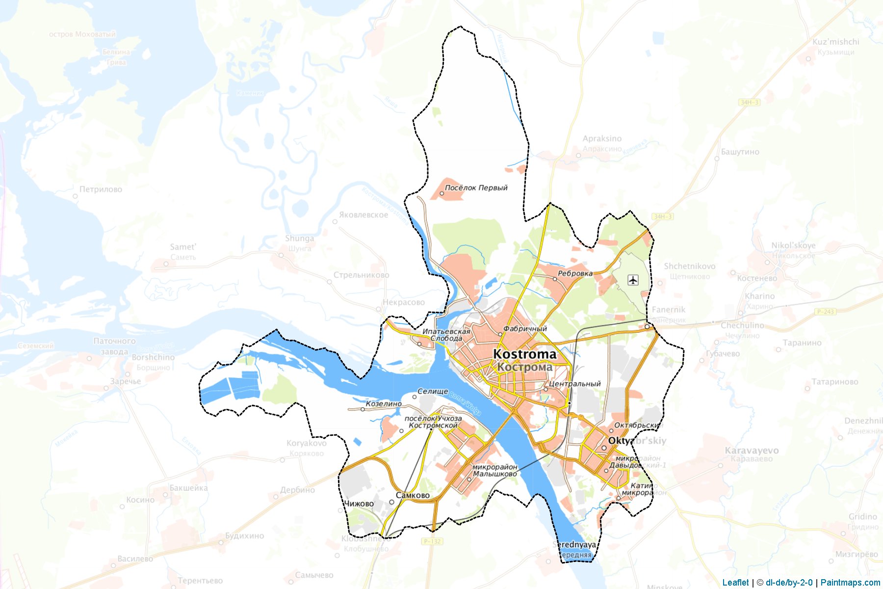 Muestras de recorte de mapas Kostroma (Kostroma)-1