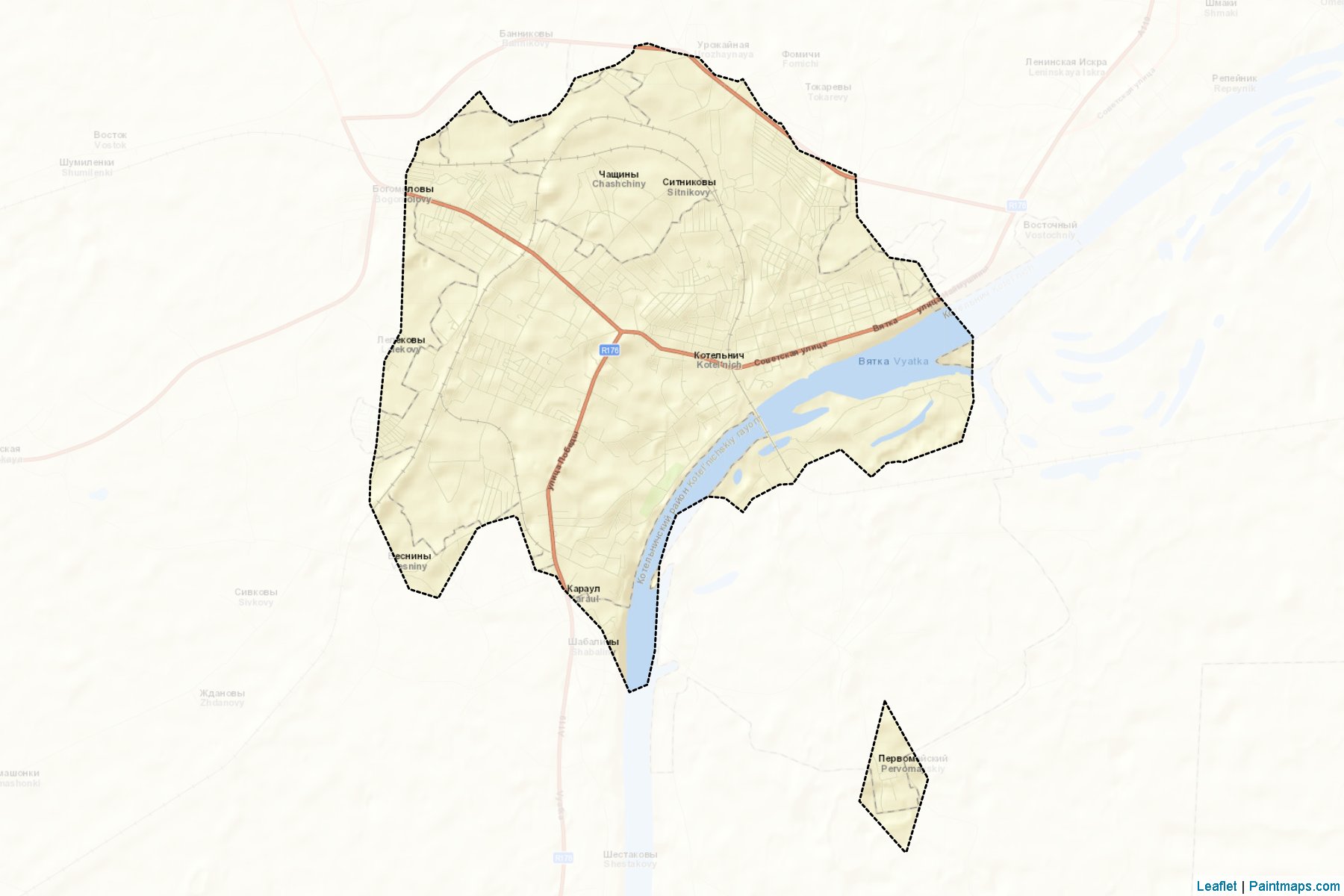 Muestras de recorte de mapas Kotel'nich (Kirov)-2