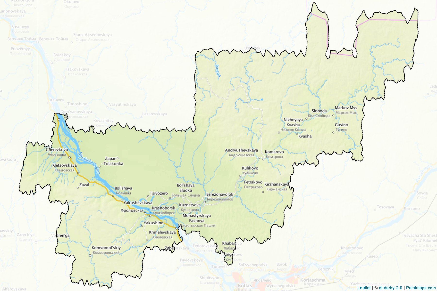 Muestras de recorte de mapas Krasnoborskiy (Arkhangelsk)-1