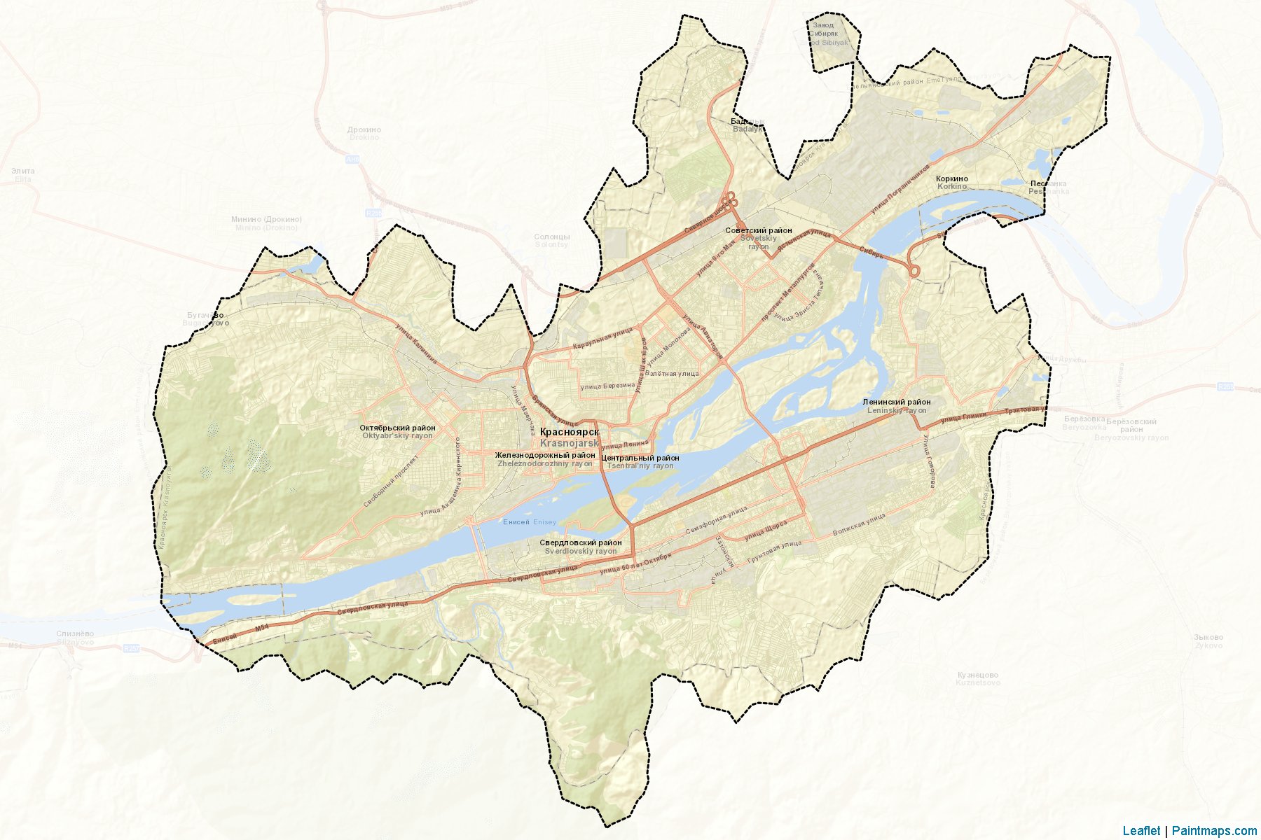 Krasnojarsk (Krasnoyarsk) Map Cropping Samples-2