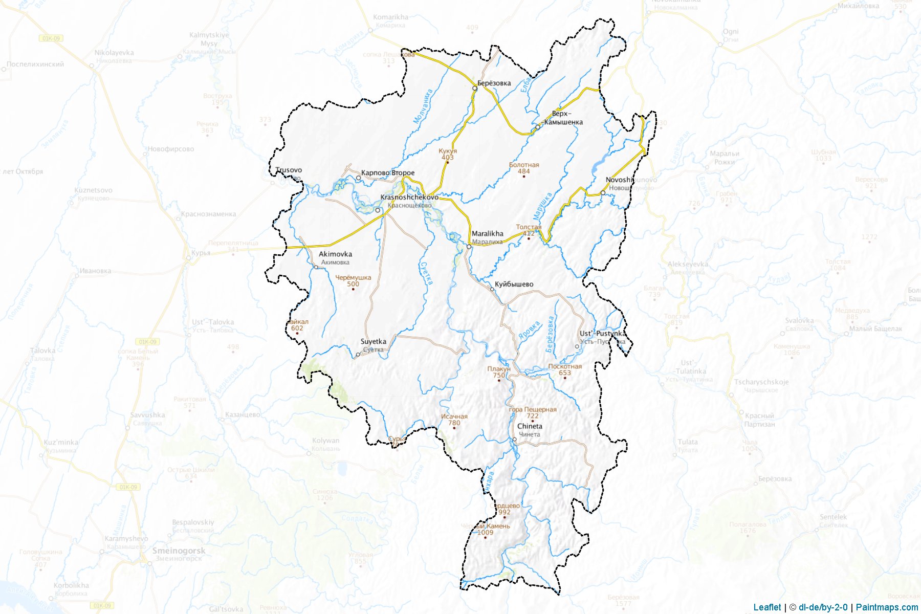 Muestras de recorte de mapas Krasnoshhekovskiy (Altai)-1