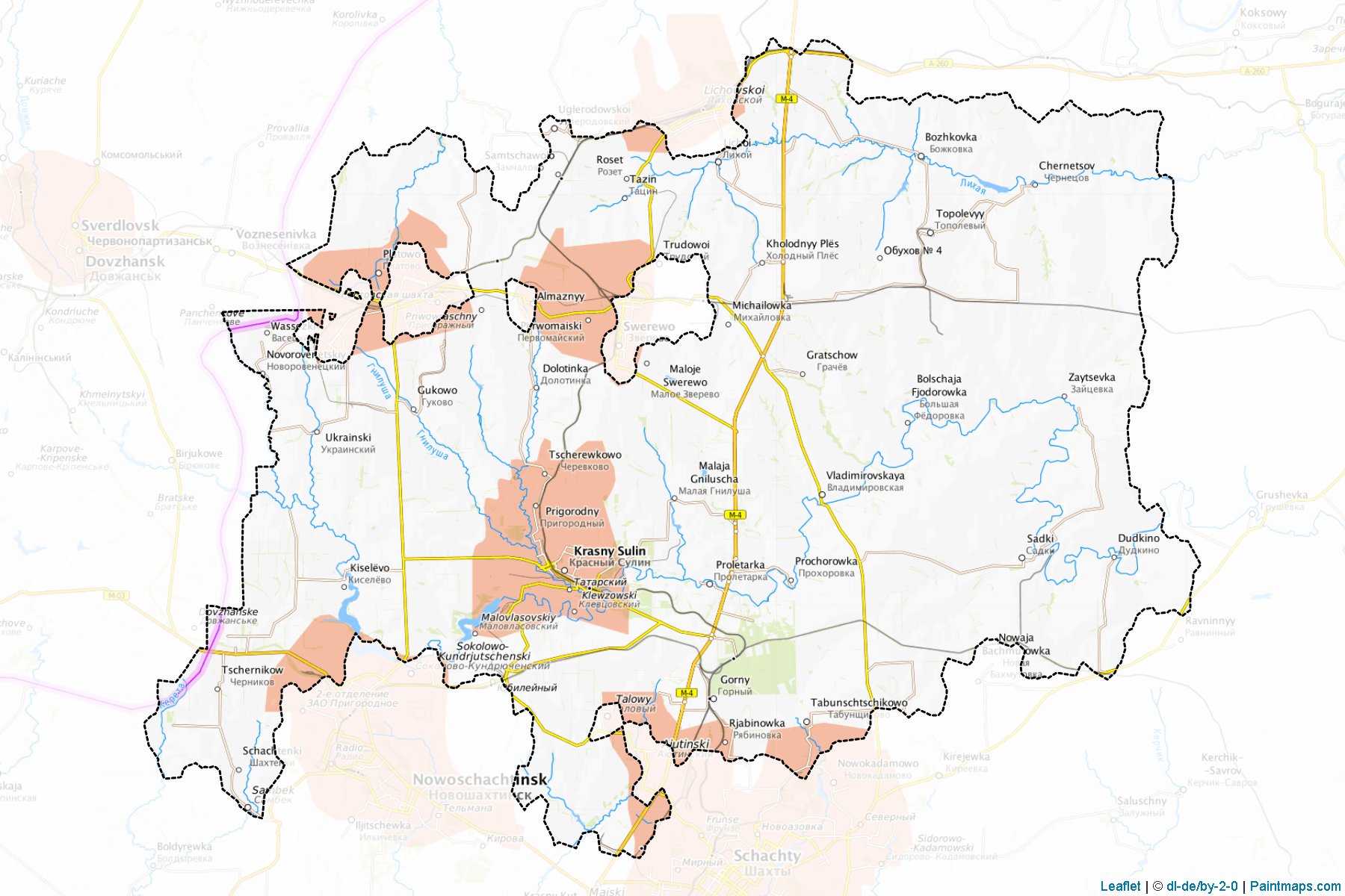 Muestras de recorte de mapas Krasnosulinskiy (Rostov)-1