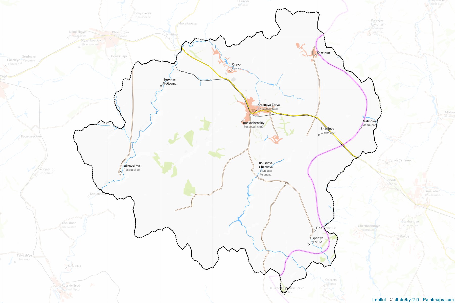 Muestras de recorte de mapas Krasnozorenskiy (Oryol)-1