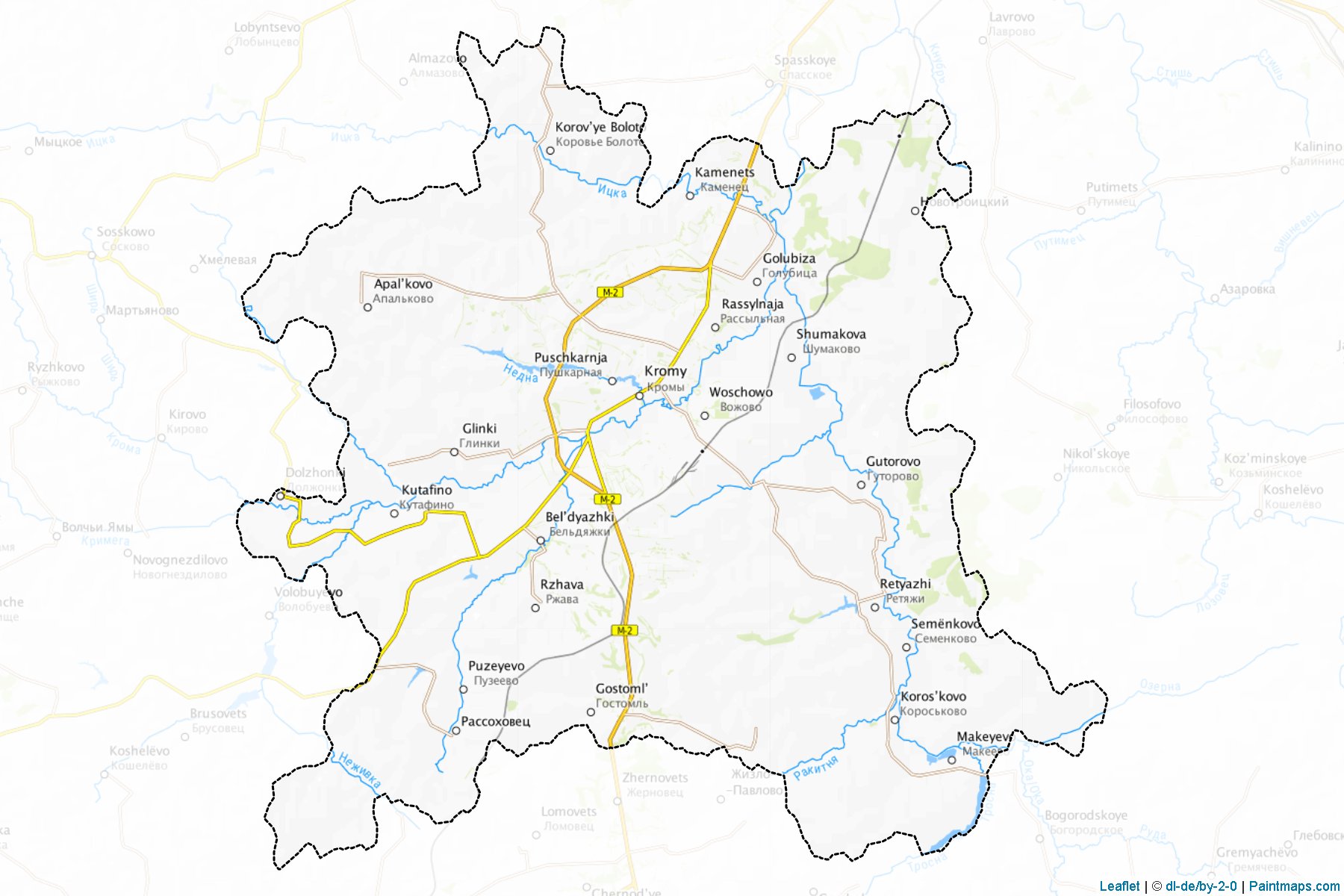 Muestras de recorte de mapas Kromskoj (Oryol)-1